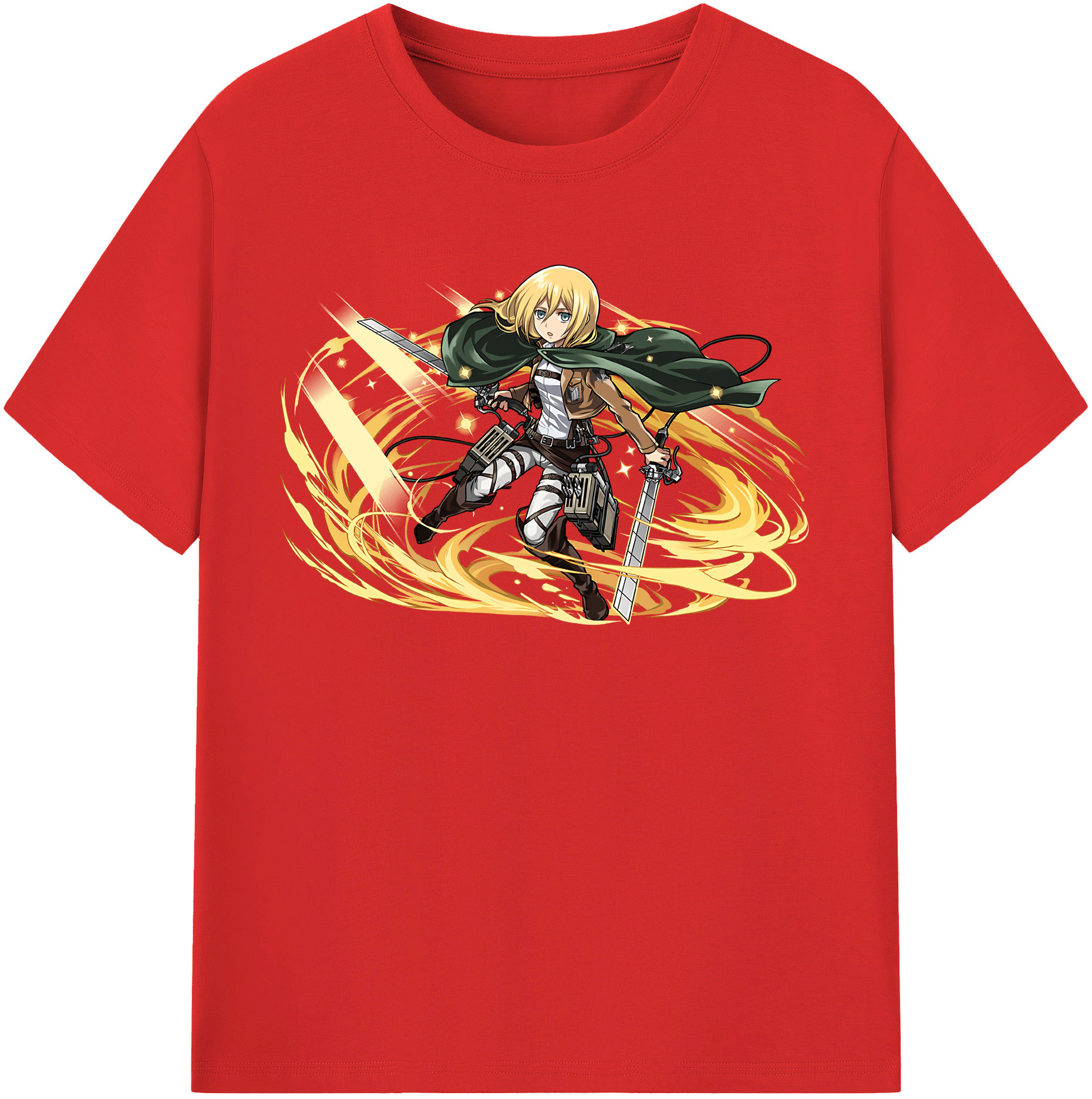 （画像用） 進撃の巨人 クリスタ·レンズ Attack on Titan Christa Lenz 綿100％半袖Tシャツ（フロントプリント）