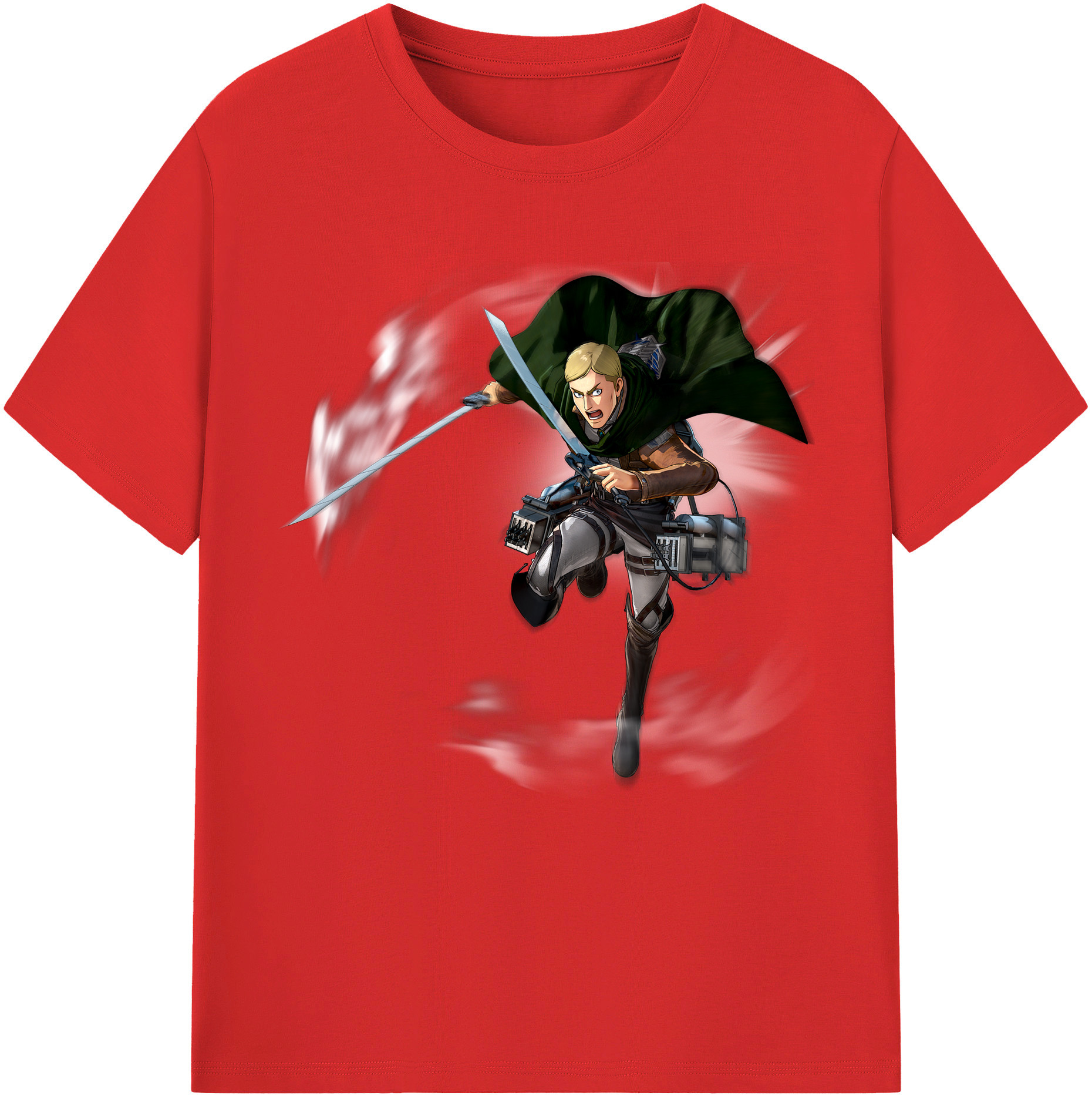 （画像用） 進撃の巨人 エルヴィン・スミス Attack on Titan Erwin Smith 綿100％半袖Tシャツ（フロントプリント）