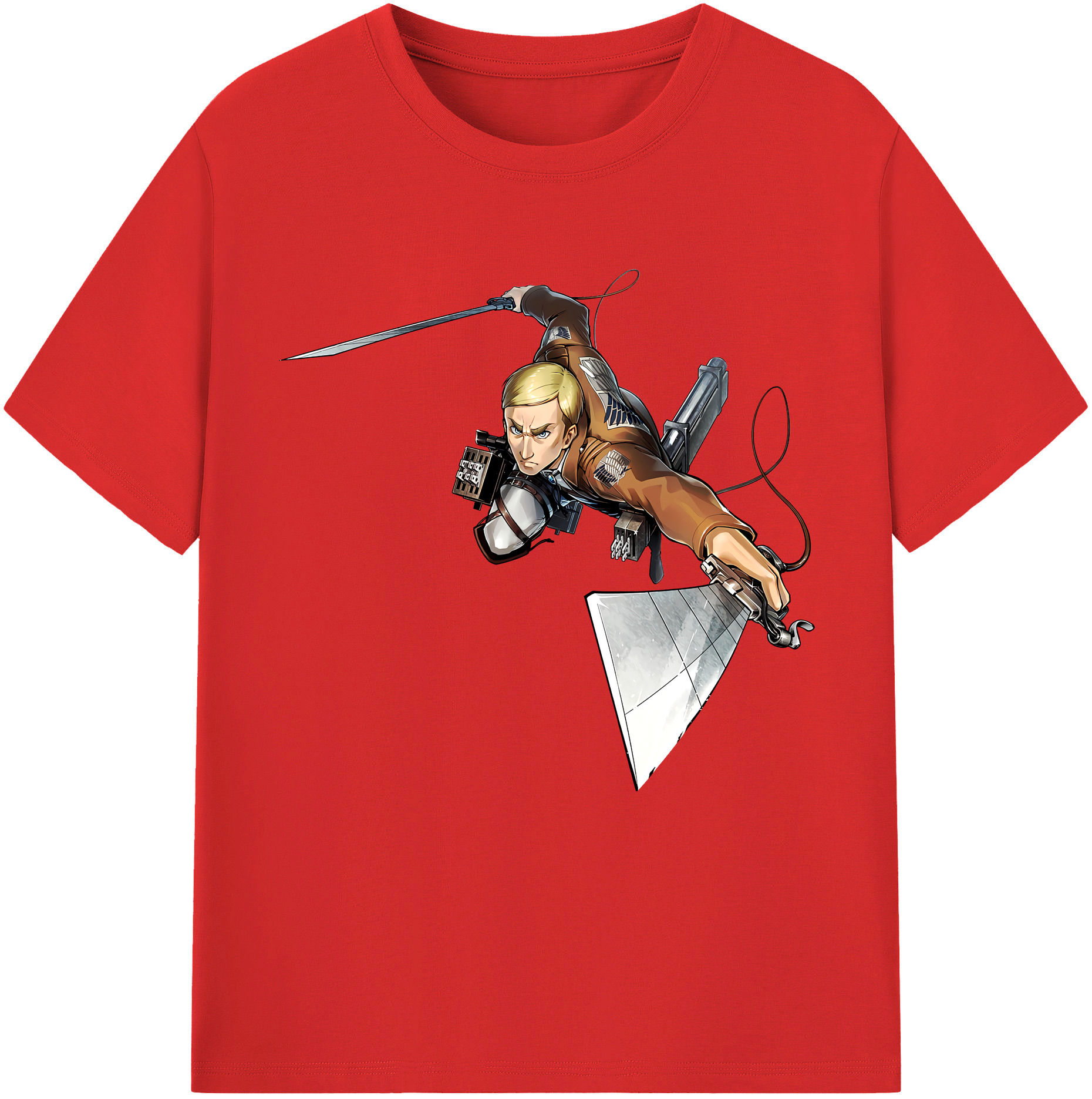 （画像用） 進撃の巨人 エルヴィン・スミス Attack on Titan Erwin Smith 綿100％半袖Tシャツ（フロントプリント）