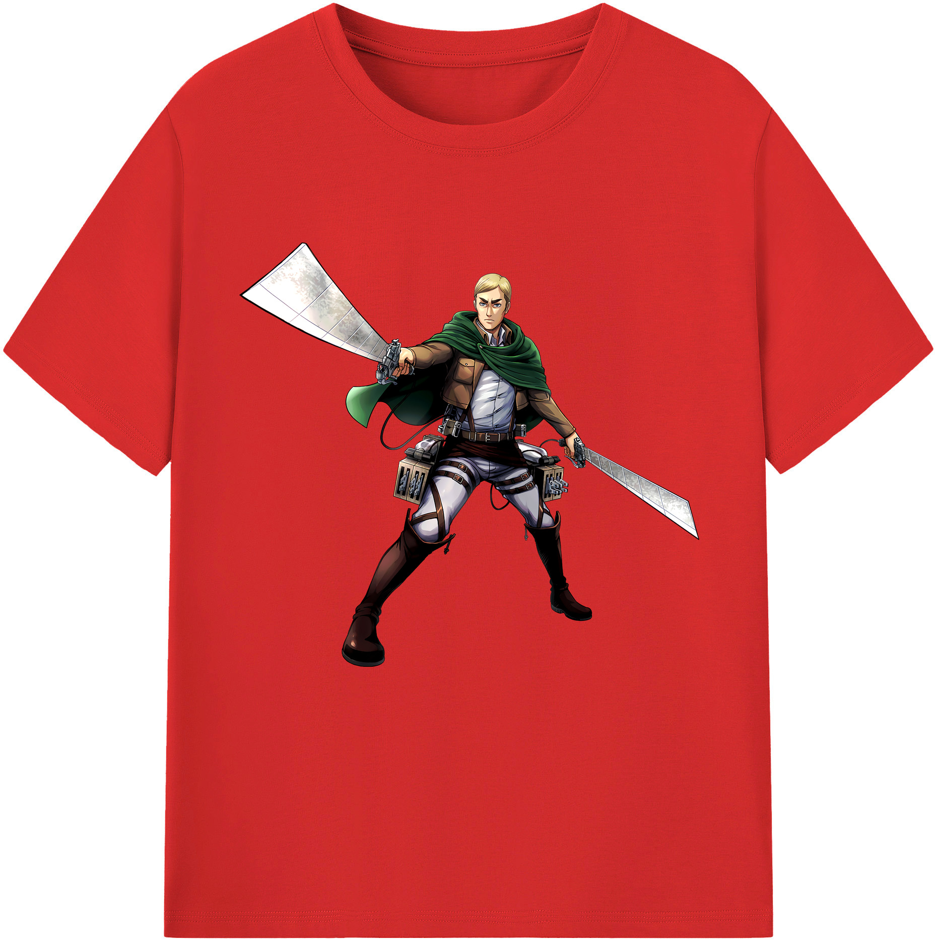 （画像用） 進撃の巨人 エルヴィン・スミス Attack on Titan Erwin Smith 綿100％半袖Tシャツ（フロントプリント）