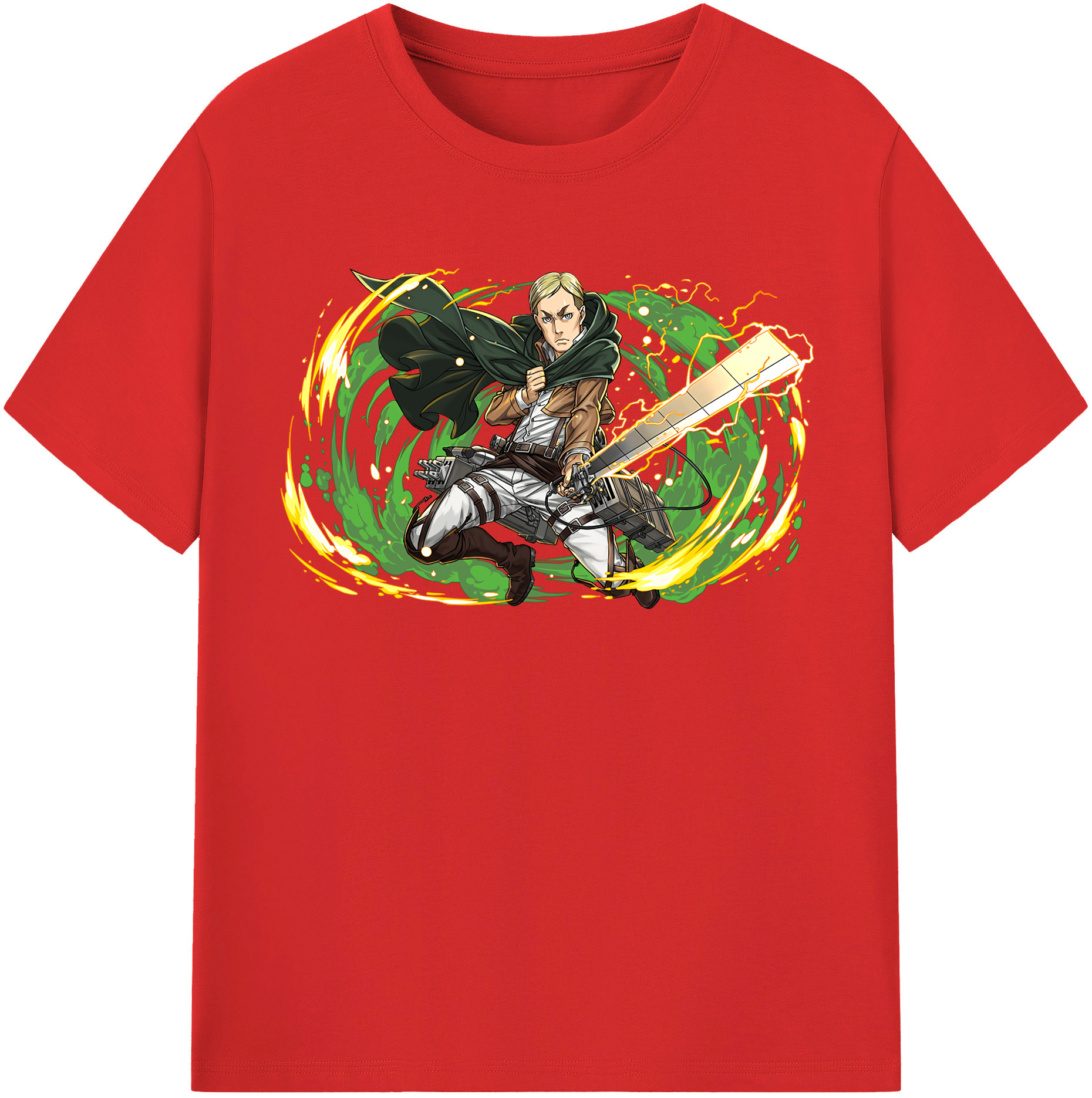 （画像用） 進撃の巨人 エルヴィン・スミス Attack on Titan Erwin Smith 綿100％半袖Tシャツ（フロントプリント）