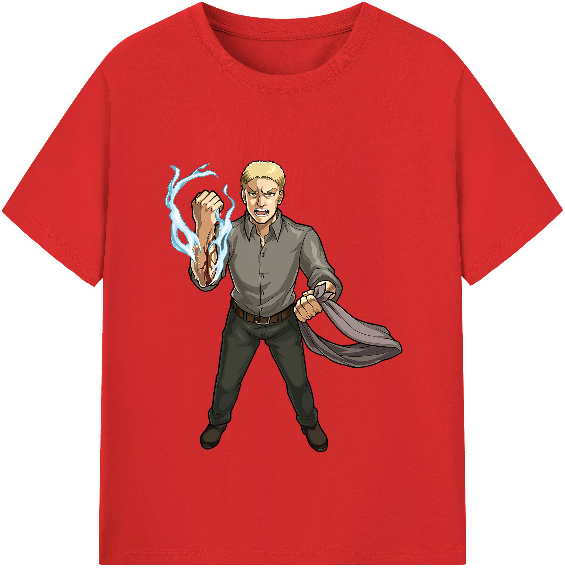 （画像用） 進撃の巨人 ライナー・ブラウン Attack on Titan Reiner Braun 綿100％半袖Tシャツ（フロントプリント）