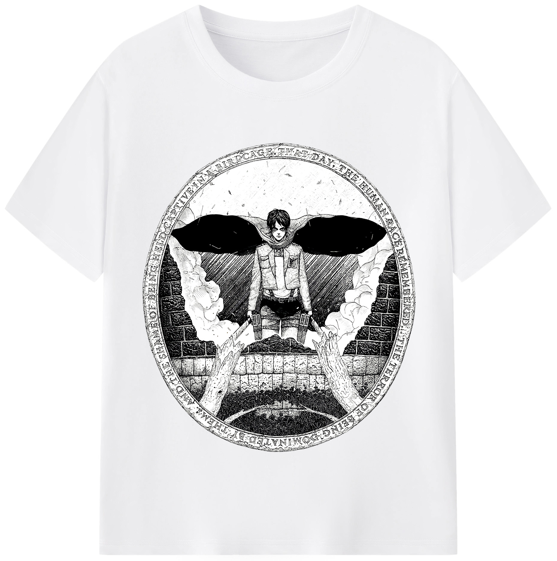 （画像用） 進撃の巨人 エレン･イェーガー Attack on Titan Eren Jäger 綿100％半袖Tシャツ（フロントプリント）
