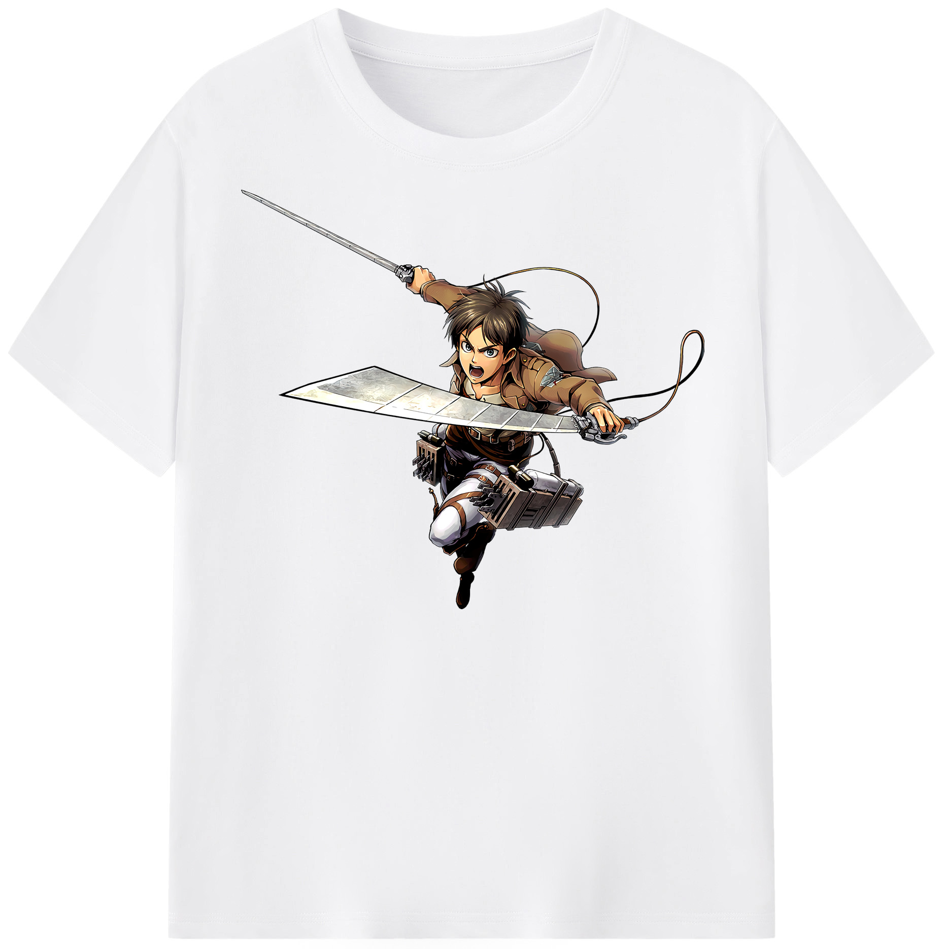（画像用） 進撃の巨人 エレン･イェーガー Attack on Titan Eren Jäger 綿100％半袖Tシャツ（フロントプリント）
