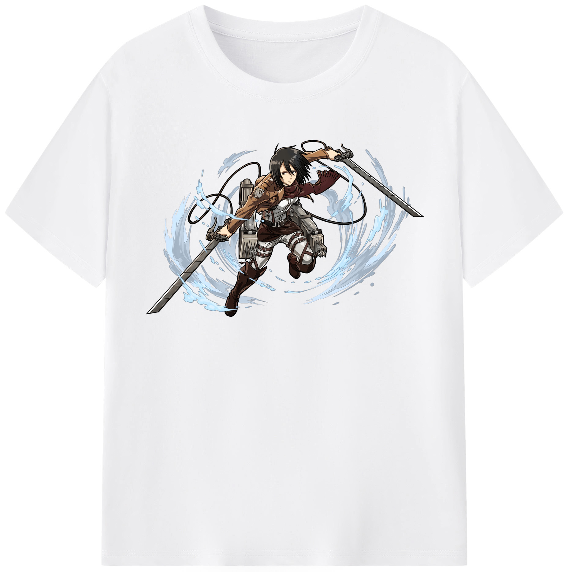 （画像用） 進撃の巨人 ミカサ·アッカーマン Attack on Titan Mikasa Ackerman 綿100％半袖Tシャツ（フロントプリント）