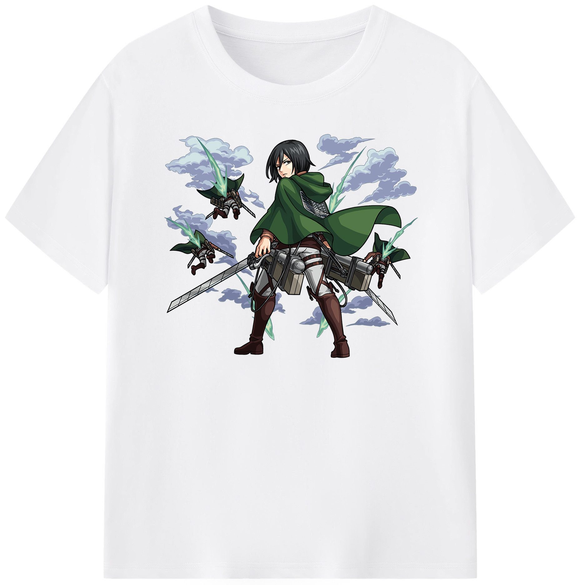 （画像用） 進撃の巨人 ミカサ·アッカーマン Attack on Titan Mikasa Ackerman 綿100％半袖Tシャツ（フロントプリント）