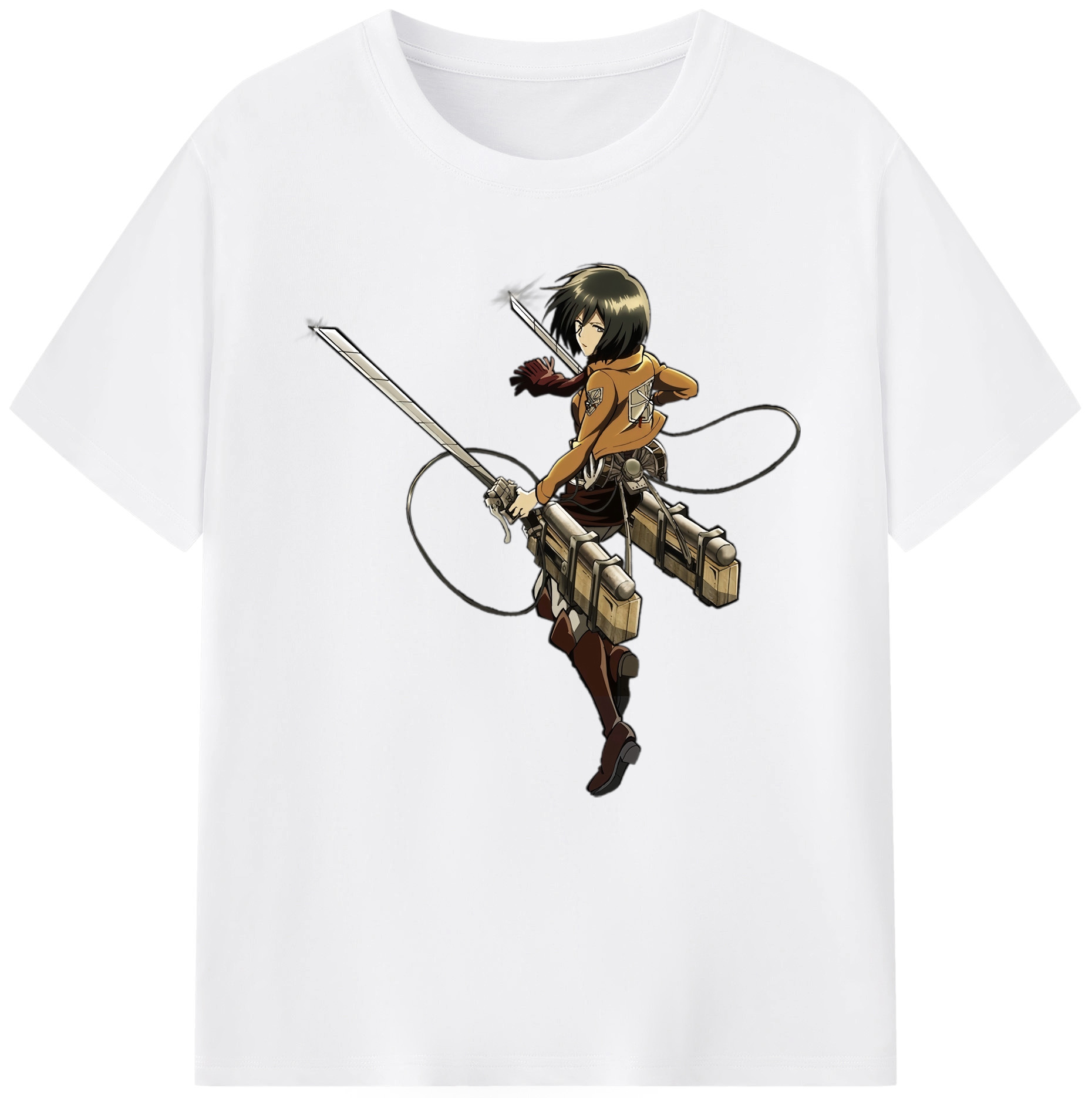 （画像用） 進撃の巨人 ミカサ·アッカーマン Attack on Titan Mikasa Ackerman 綿100％半袖Tシャツ（フロントプリント）