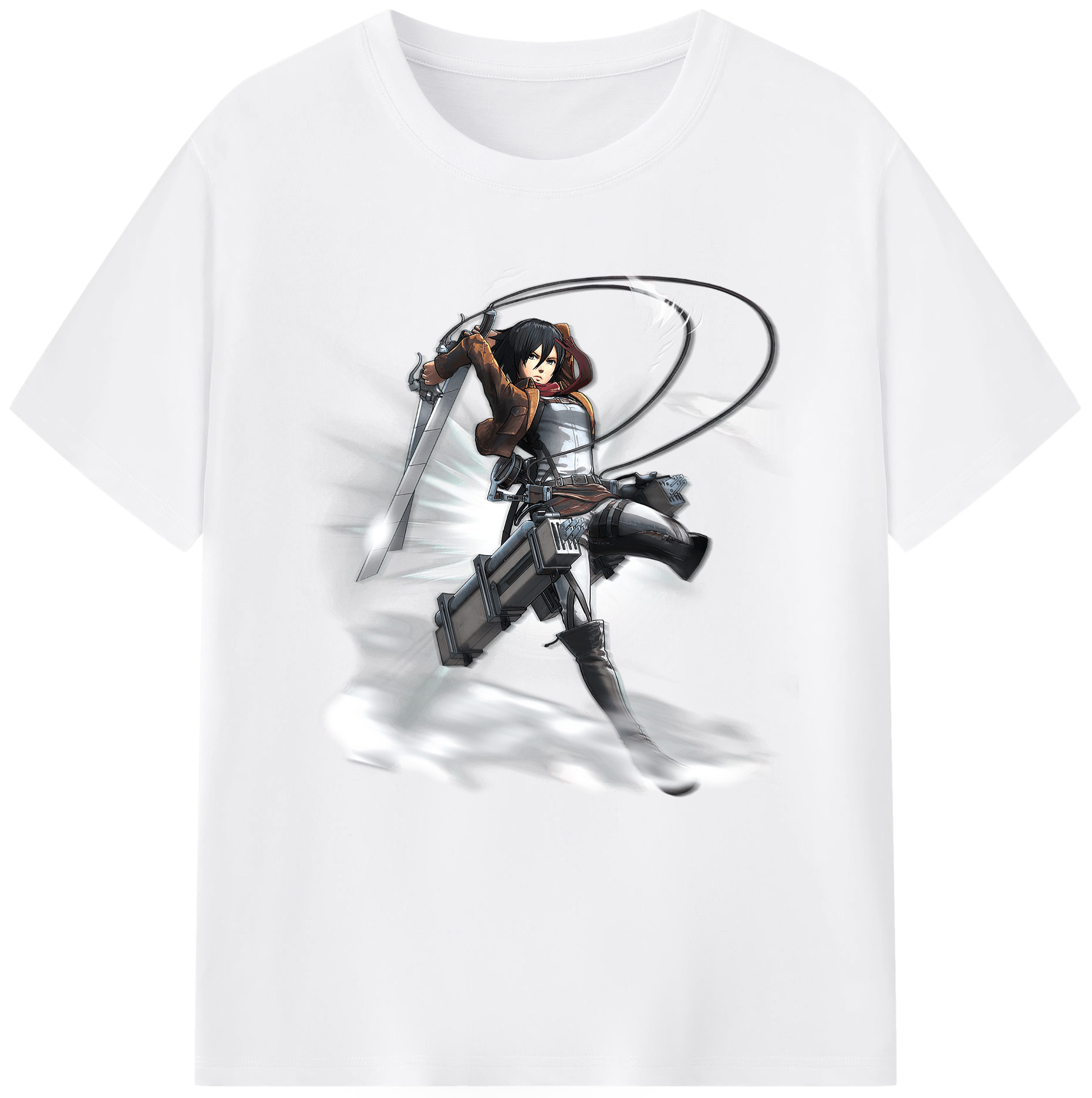 （画像用） 進撃の巨人 ミカサ·アッカーマン Attack on Titan Mikasa Ackerman 綿100％半袖Tシャツ（フロントプリント）