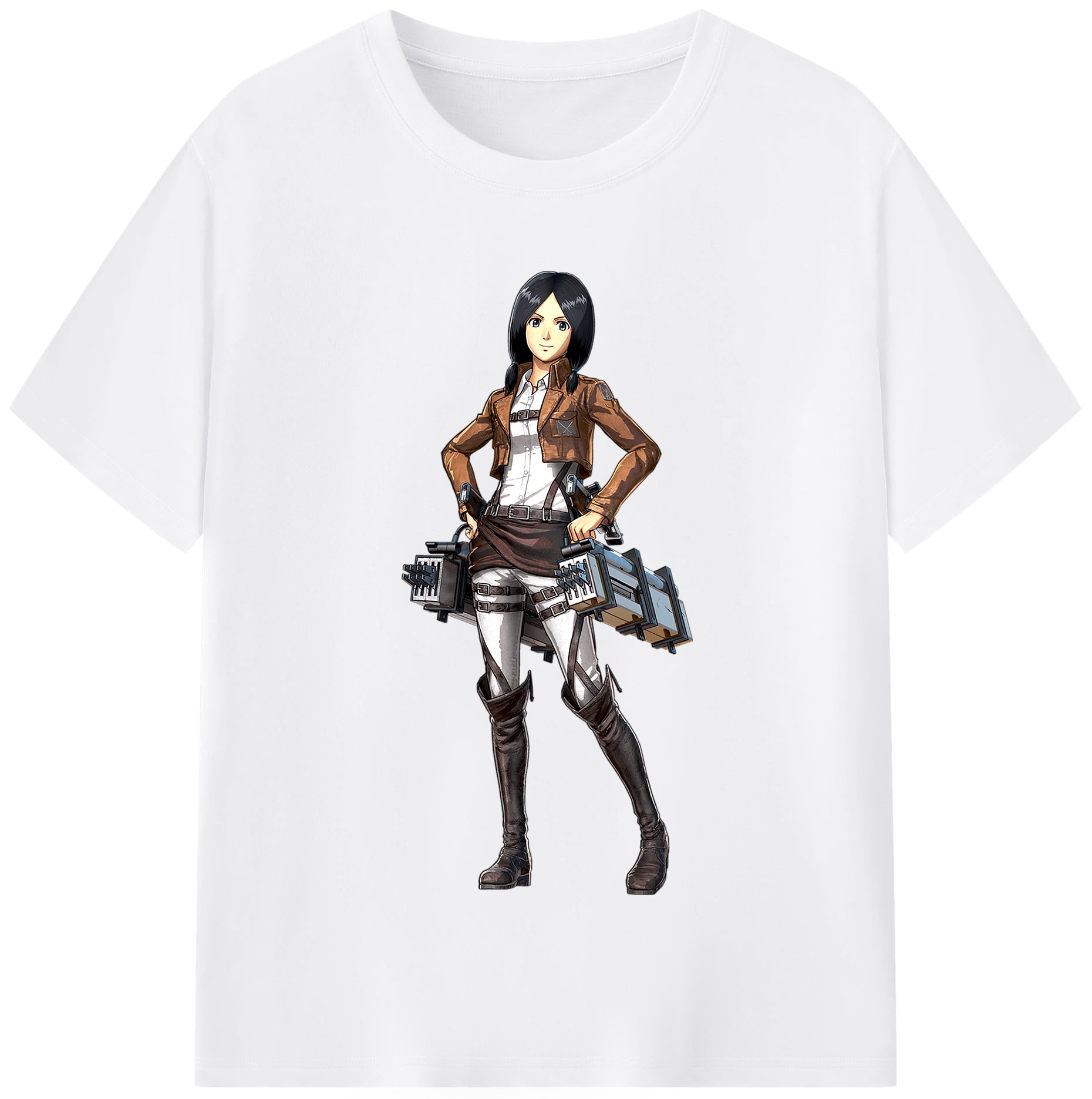 （画像用） 進撃の巨人 ミカサ·アッカーマン Attack on Titan Mikasa Ackerman 綿100％半袖Tシャツ（フロントプリント）