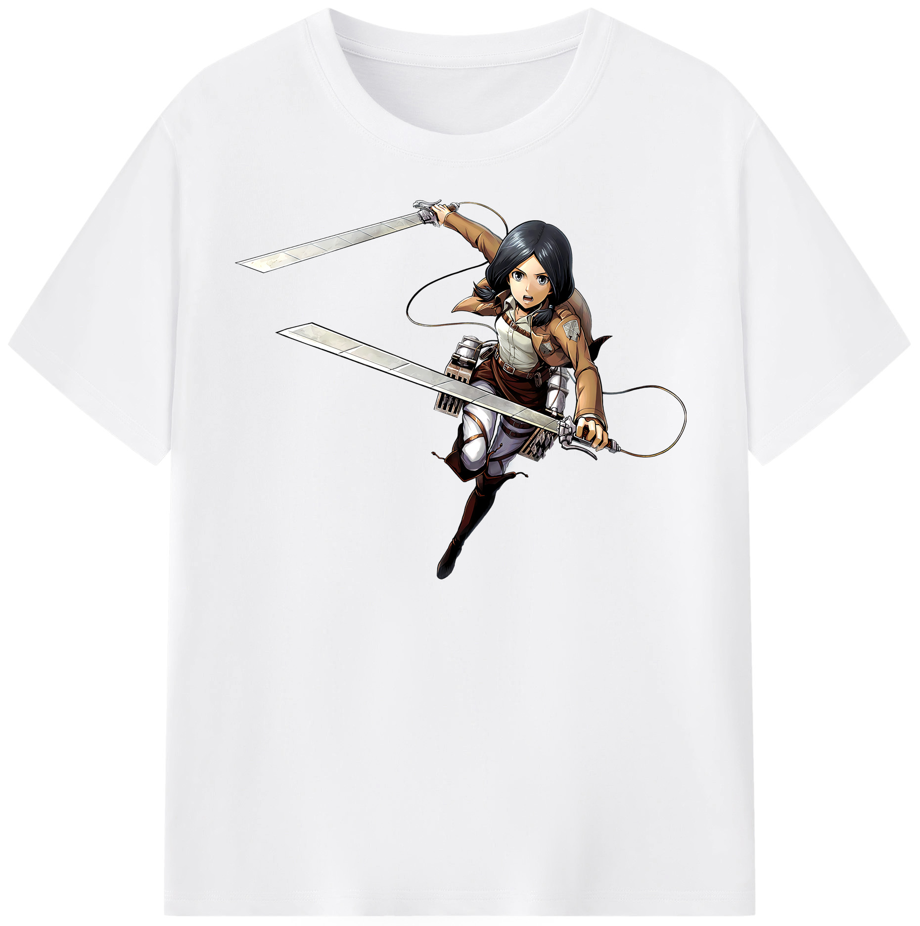（画像用） 進撃の巨人 ミカサ·アッカーマン Attack on Titan Mikasa Ackerman 綿100％半袖Tシャツ（フロントプリント）