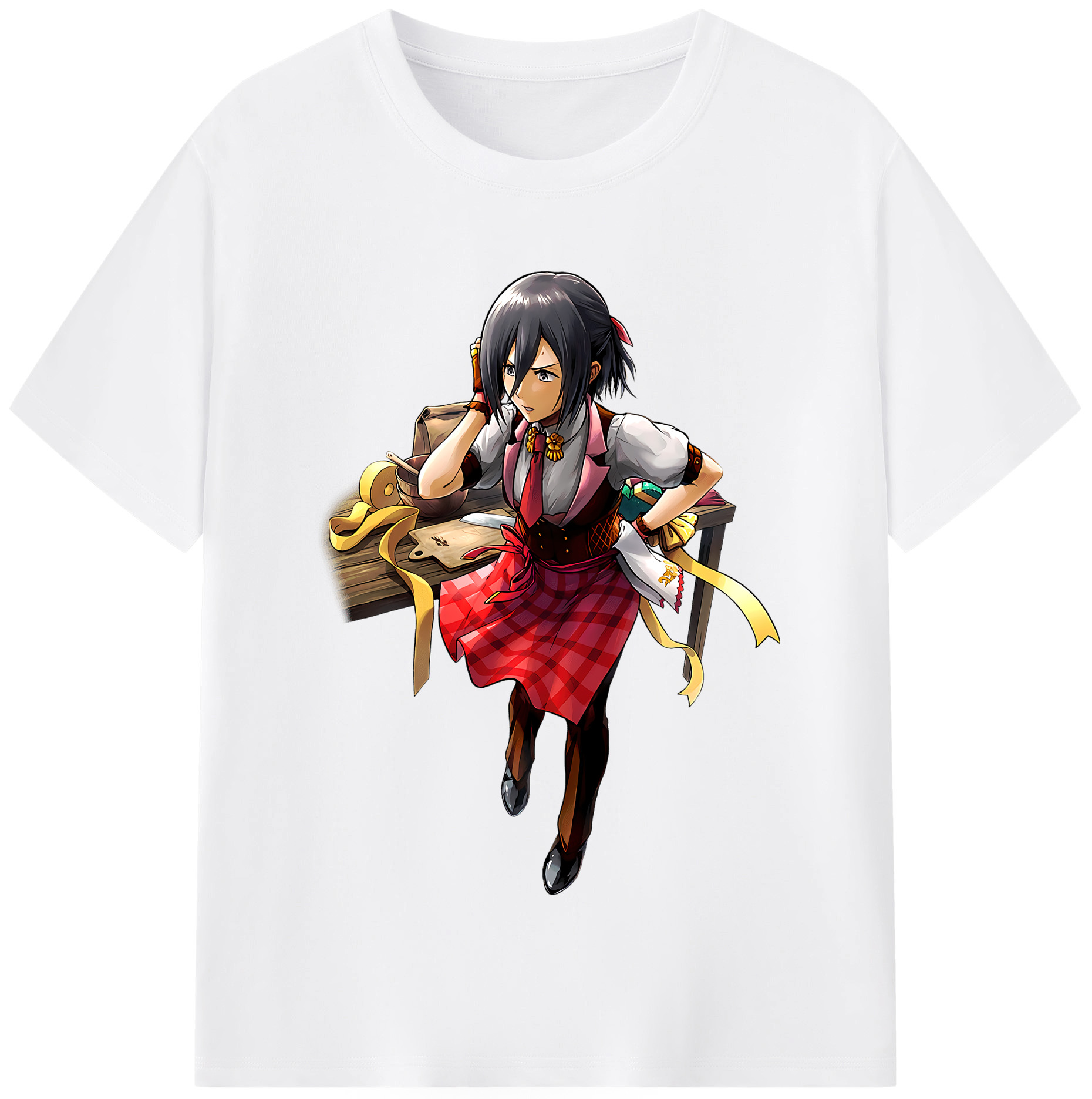 （画像用） 進撃の巨人 ミカサ·アッカーマン Attack on Titan Mikasa Ackerman 綿100％半袖Tシャツ（フロントプリント）