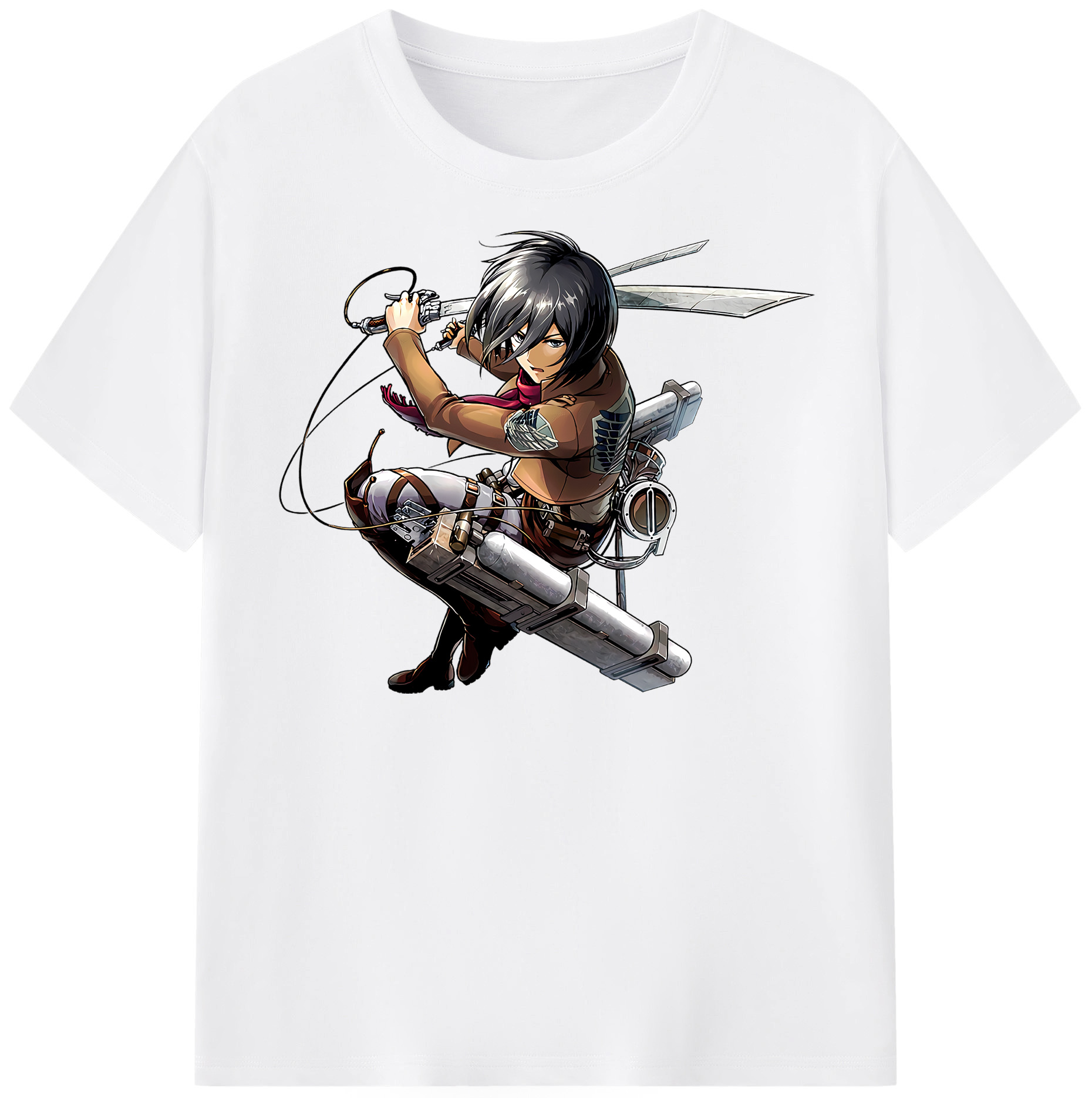 （画像用） 進撃の巨人 ミカサ·アッカーマン Attack on Titan Mikasa Ackerman 綿100％半袖Tシャツ（フロントプリント）