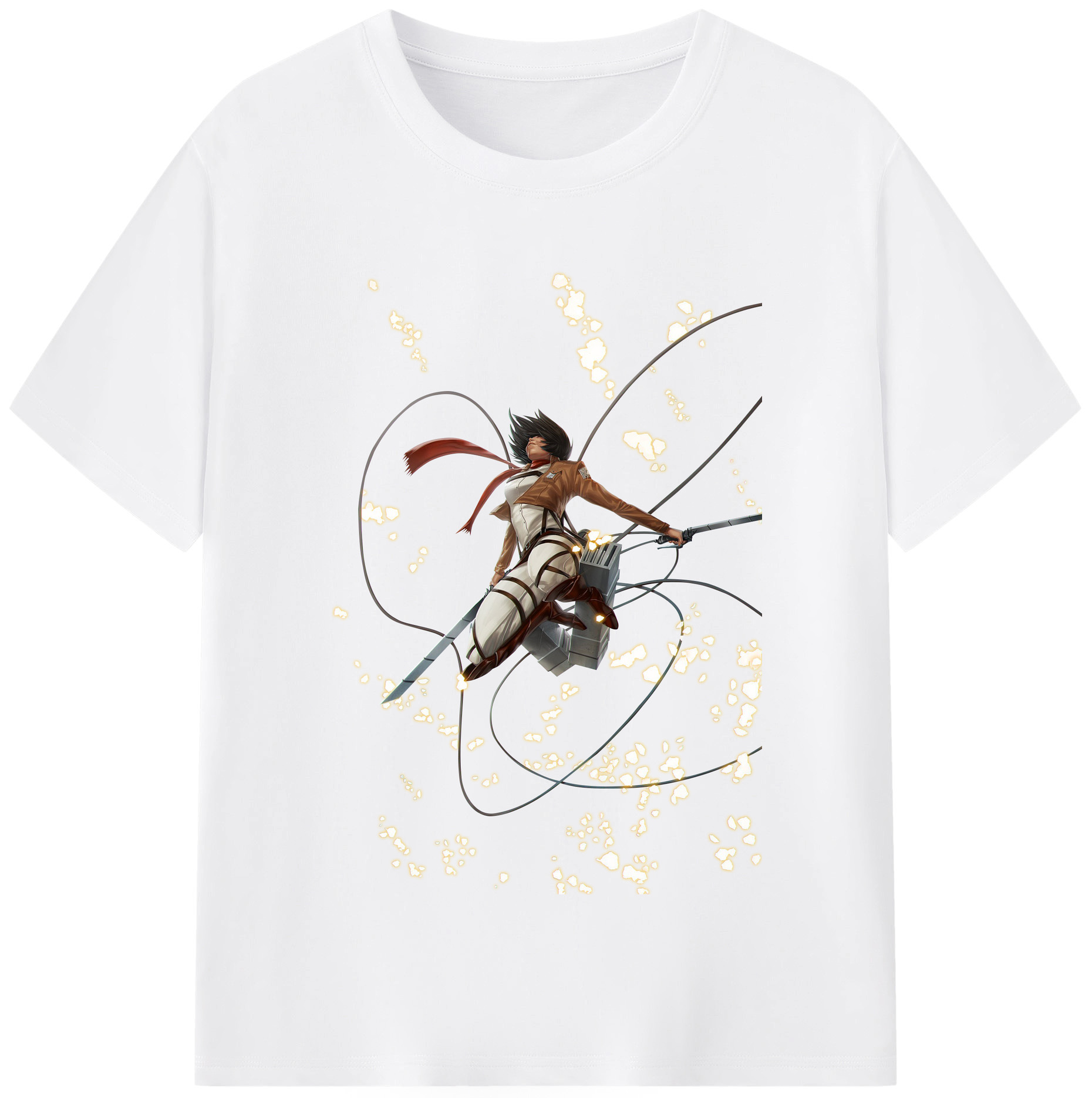 （画像用） 進撃の巨人 ミカサ·アッカーマン Attack on Titan Mikasa Ackerman 綿100％半袖Tシャツ（フロントプリント）