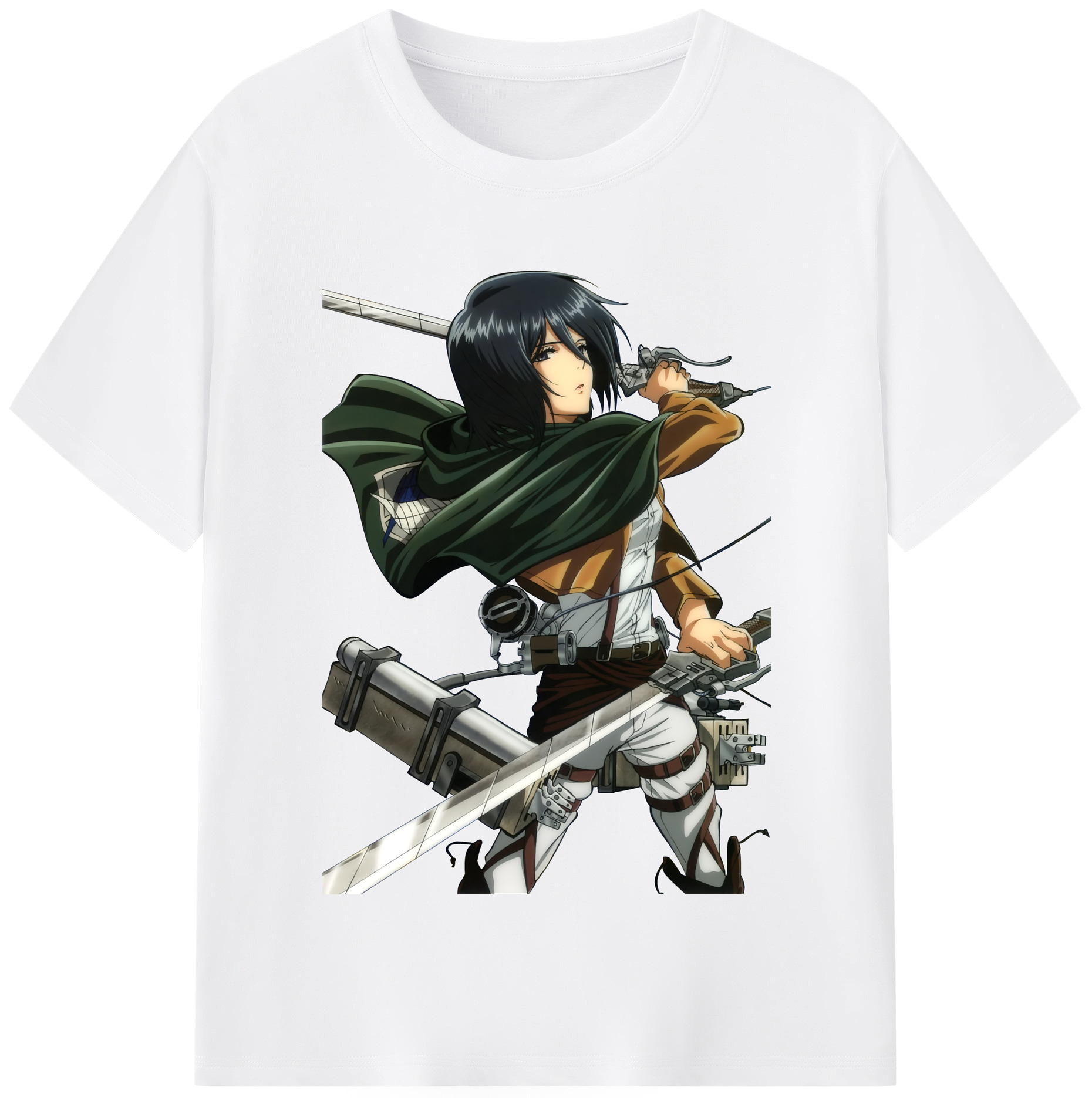 （画像用） 進撃の巨人 ミカサ·アッカーマン Attack on Titan Mikasa Ackerman 綿100％半袖Tシャツ（フロントプリント）