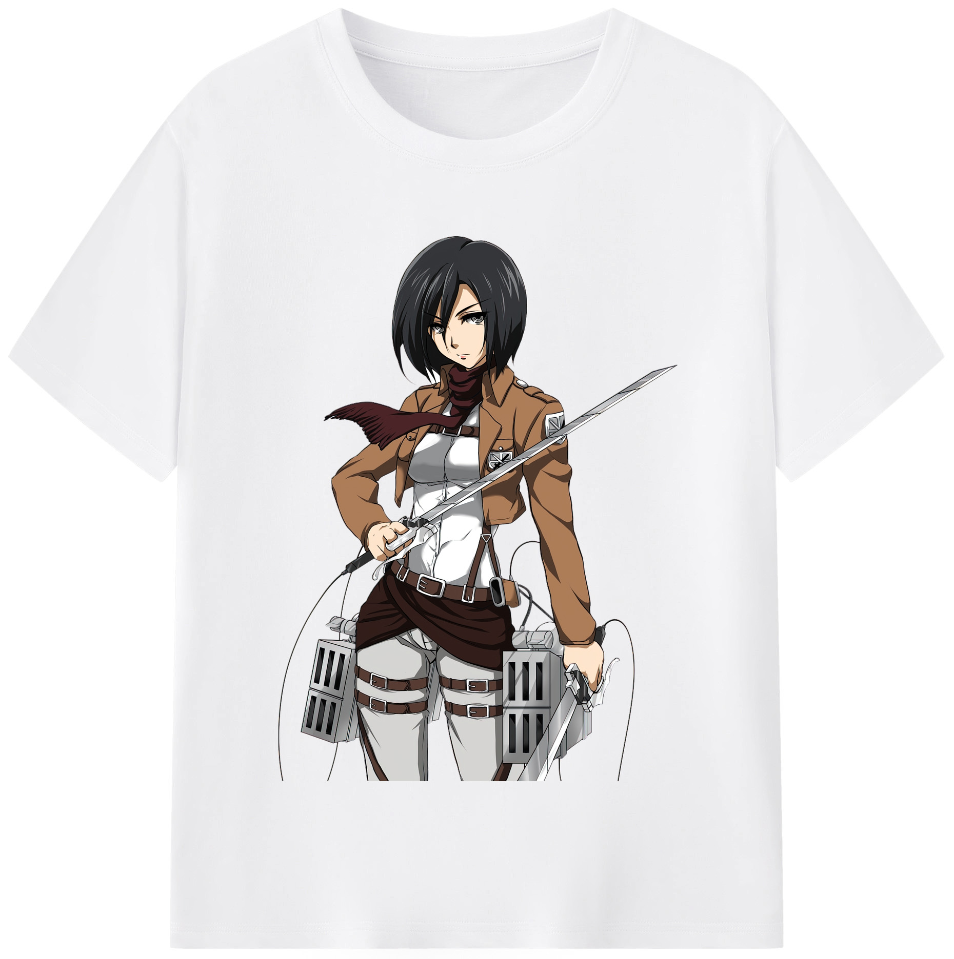 （画像用） 進撃の巨人 ミカサ·アッカーマン Attack on Titan Mikasa Ackerman 綿100％半袖Tシャツ（フロントプリント）