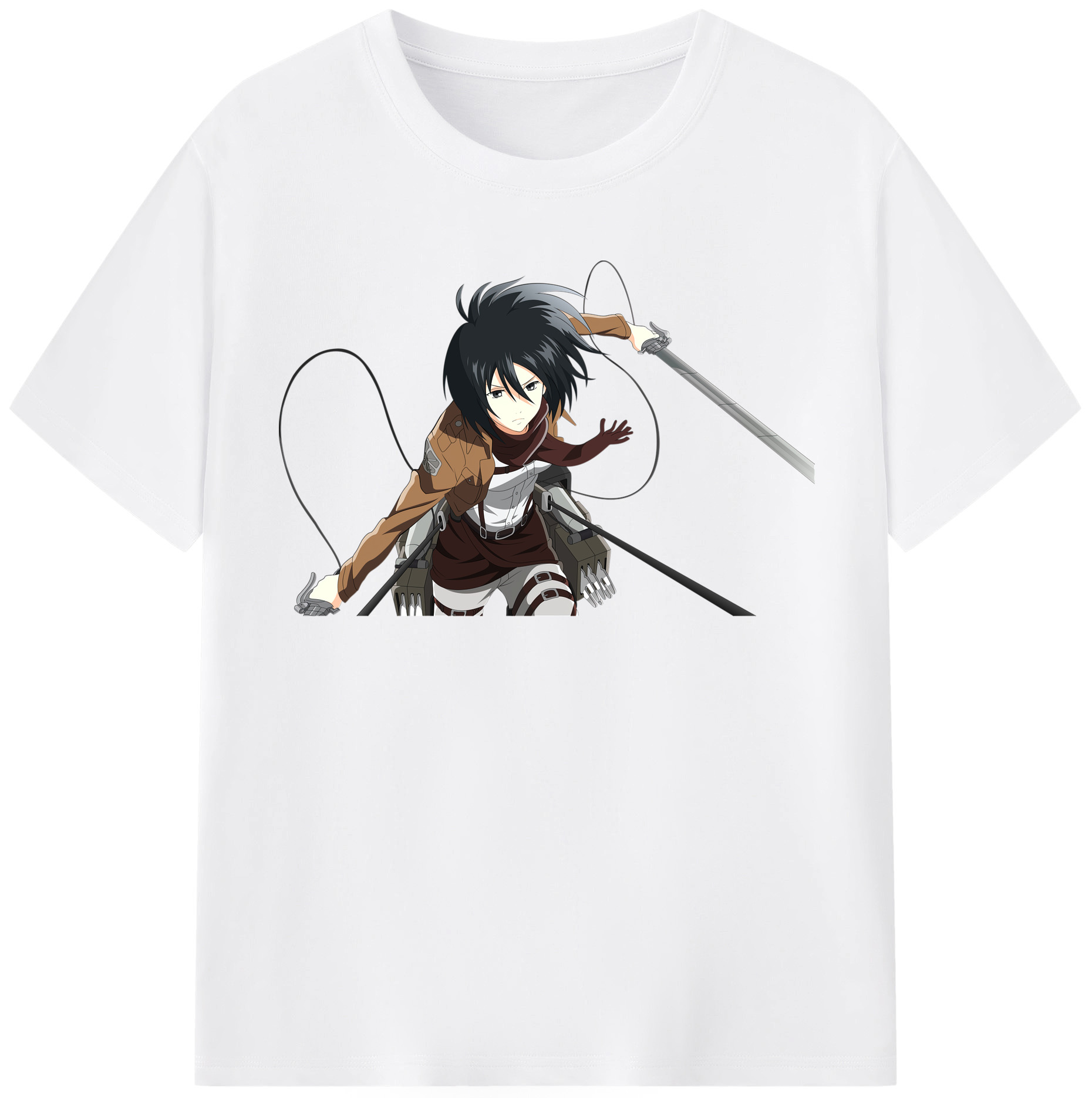（画像用） 進撃の巨人 ミカサ·アッカーマン Attack on Titan Mikasa Ackerman 綿100％半袖Tシャツ（フロントプリント）