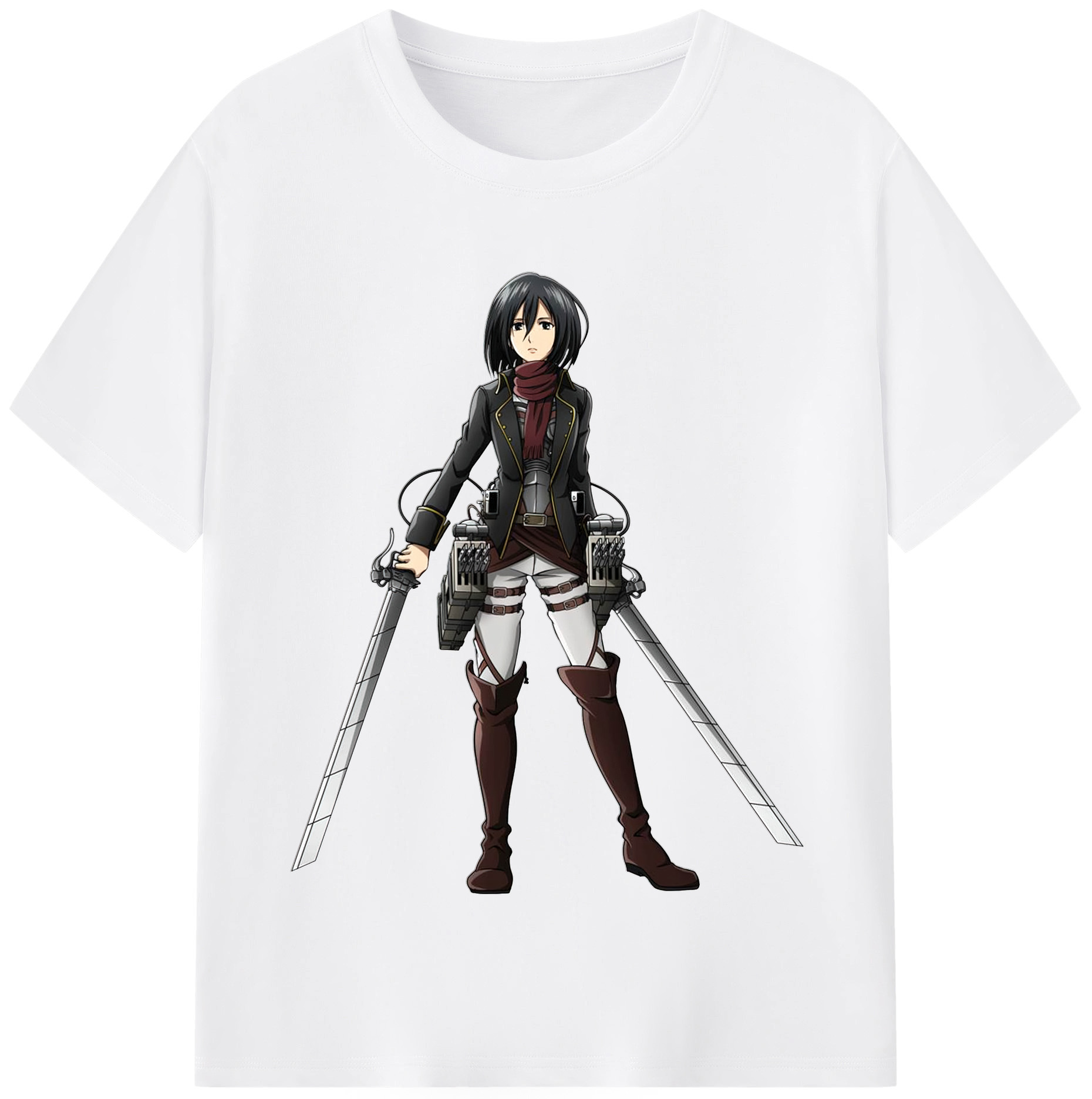 （画像用） 進撃の巨人 ミカサ·アッカーマン Attack on Titan Mikasa Ackerman 綿100％半袖Tシャツ（フロントプリント）