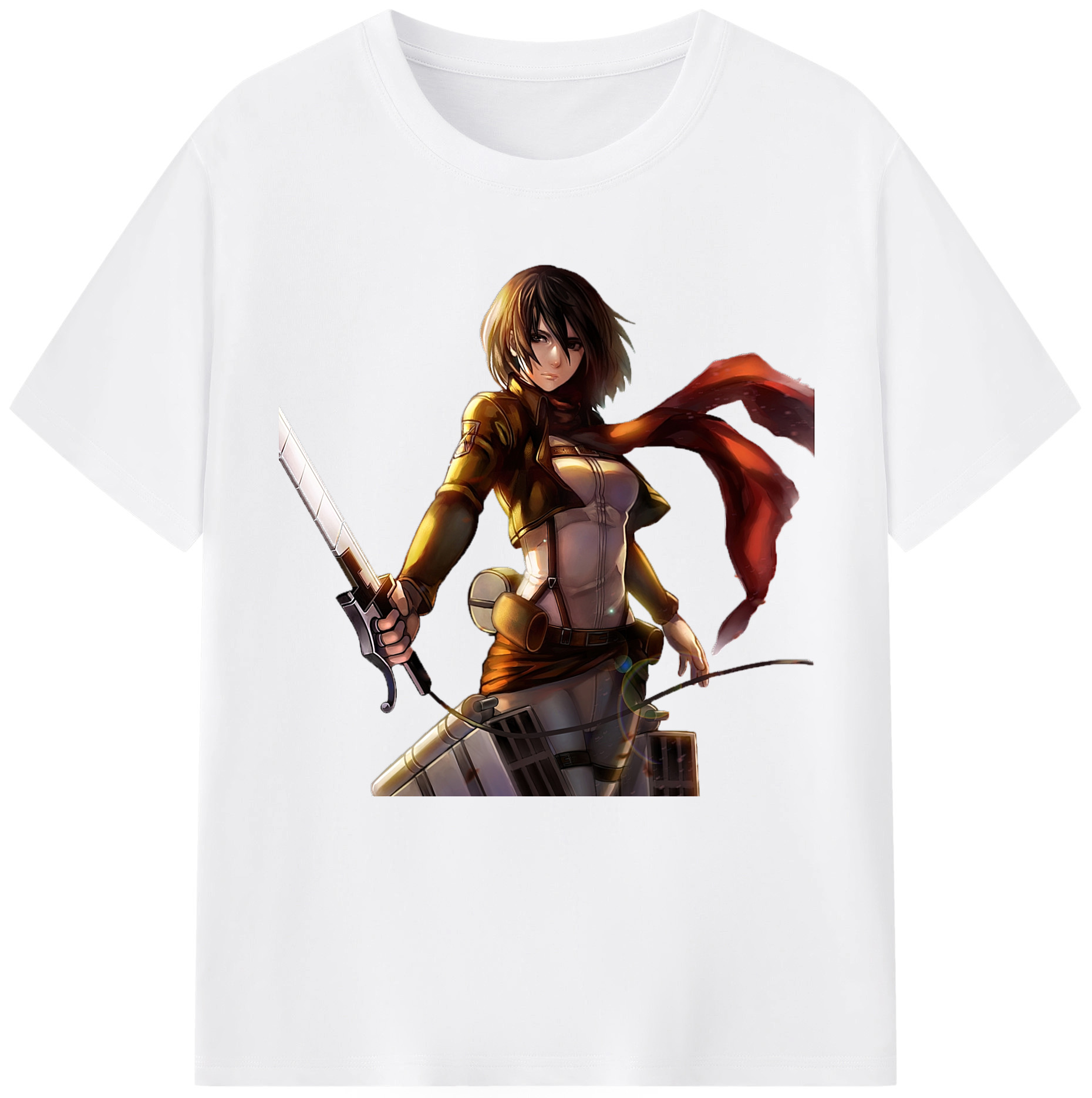 （画像用） 進撃の巨人 ミカサ·アッカーマン Attack on Titan Mikasa Ackerman 綿100％半袖Tシャツ（フロントプリント）