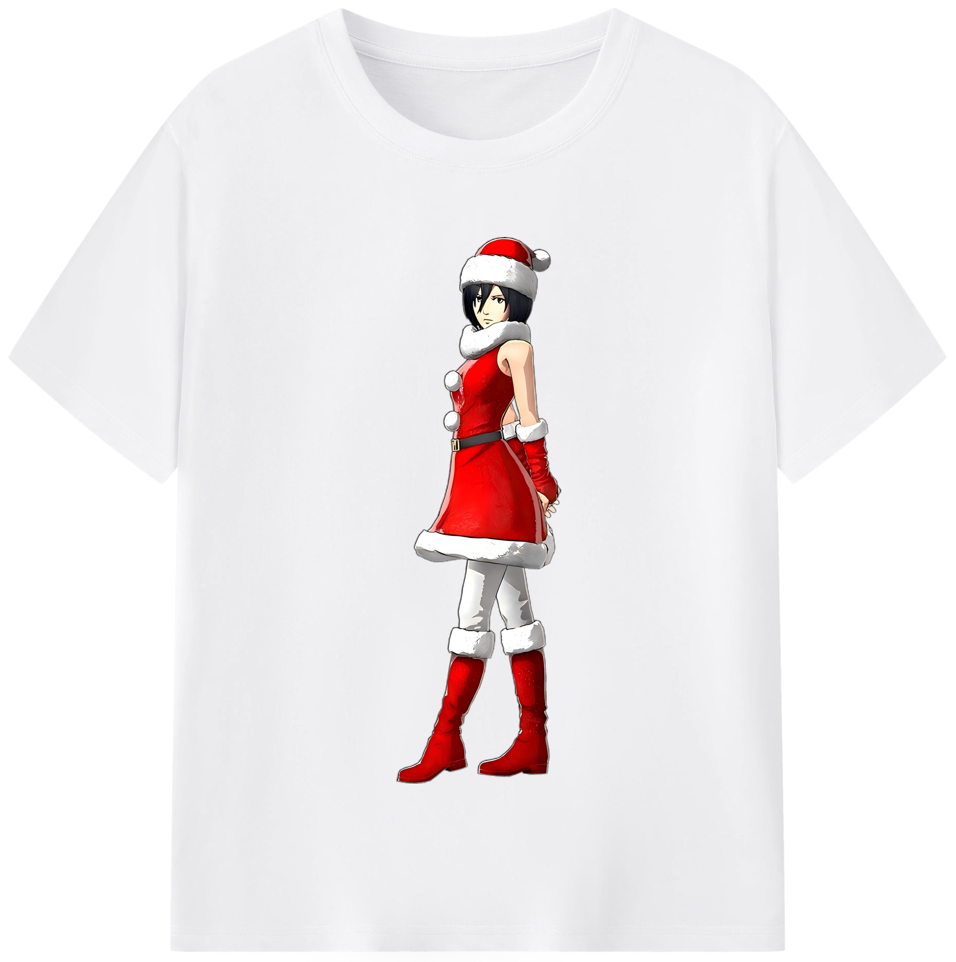 （画像用） 進撃の巨人 ミカサ·アッカーマン Attack on Titan Mikasa Ackerman 綿100％半袖Tシャツ（フロントプリント）