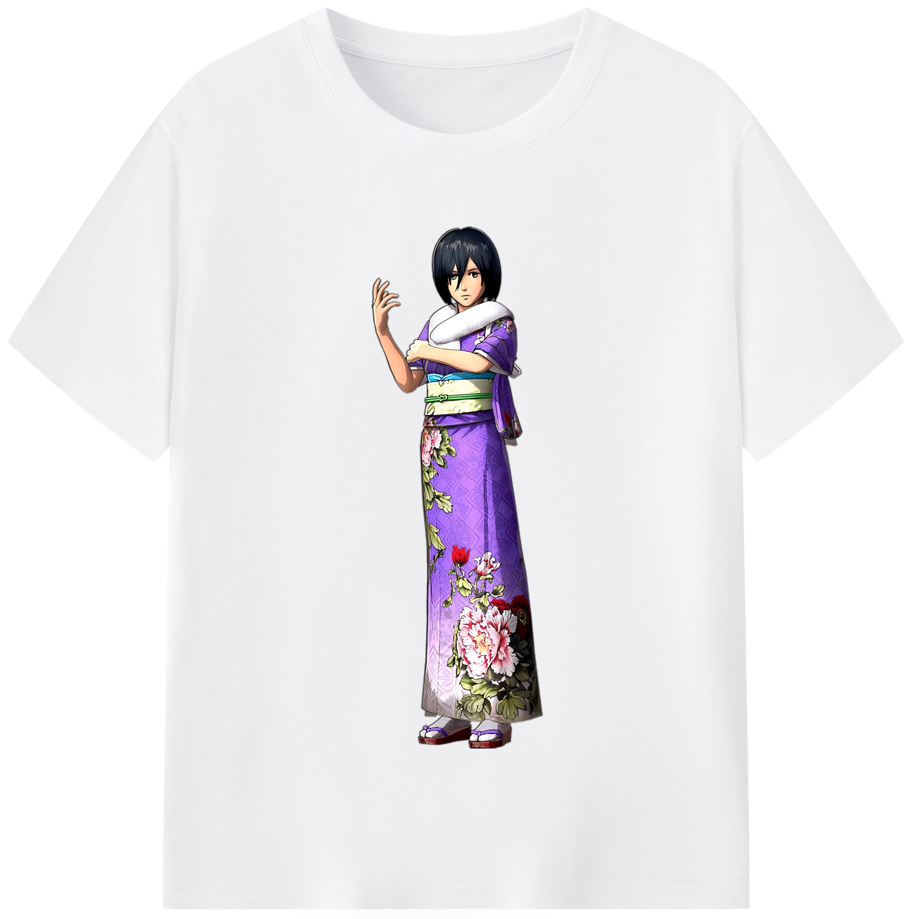 （画像用） 進撃の巨人 ミカサ·アッカーマン Attack on Titan Mikasa Ackerman 綿100％半袖Tシャツ（フロントプリント）