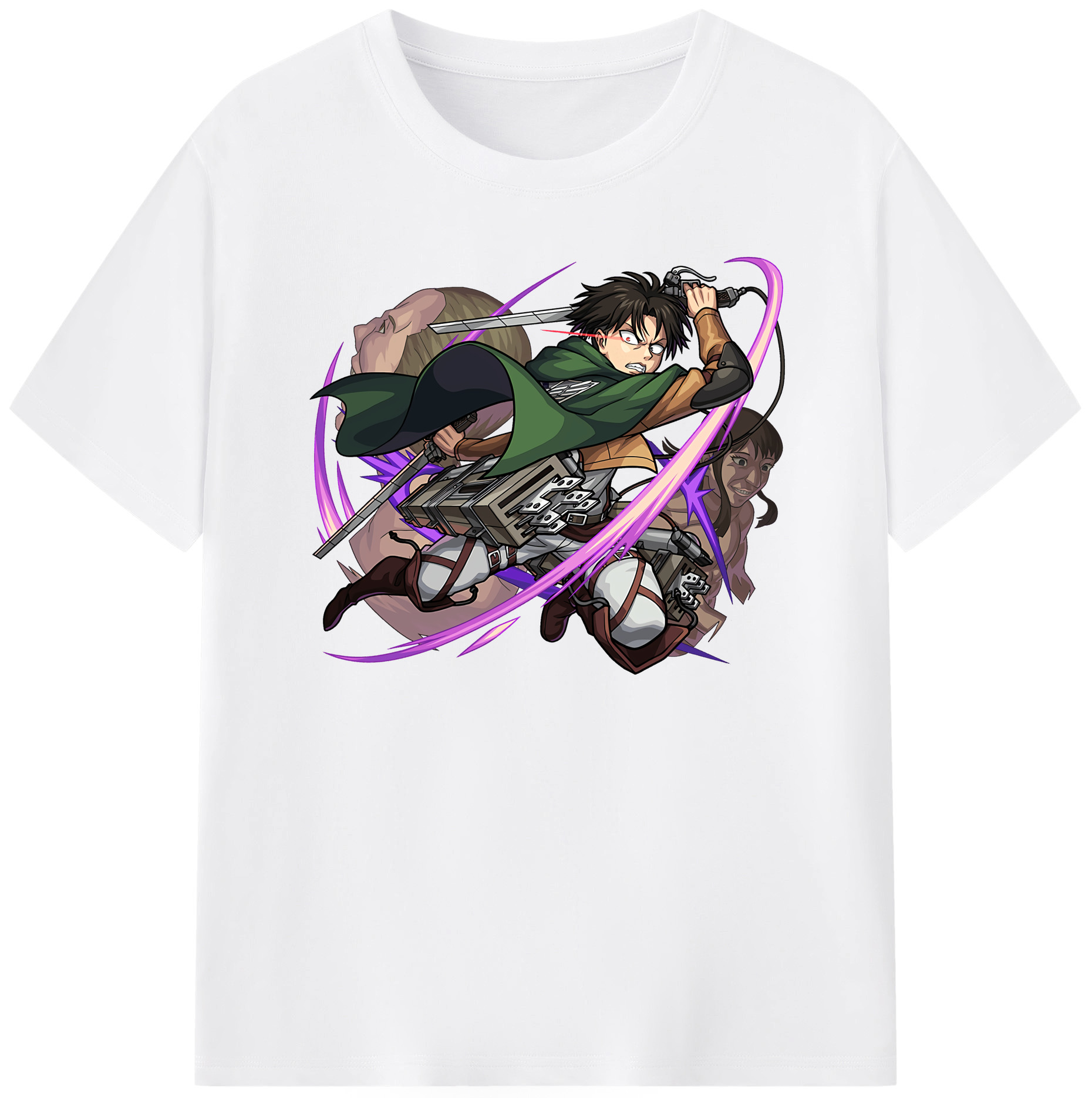 （画像用） 進撃の巨人 リヴァイ·アッカーマン Attack on Titan Levi Ackerman 綿100％半袖Tシャツ（フロントプリント）