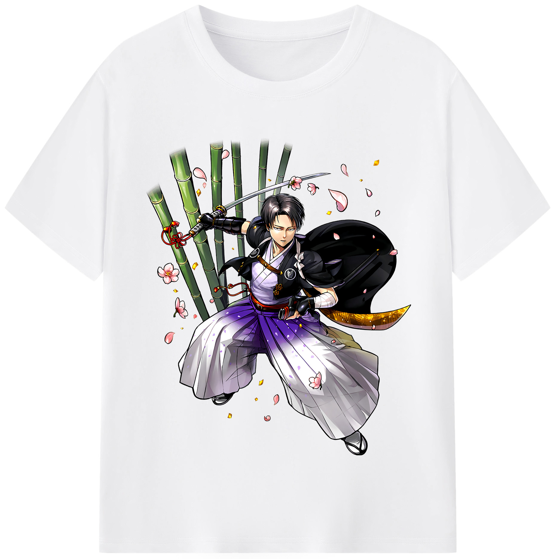（画像用） 進撃の巨人 リヴァイ·アッカーマン Attack on Titan Levi Ackerman 綿100％半袖Tシャツ（フロントプリント）