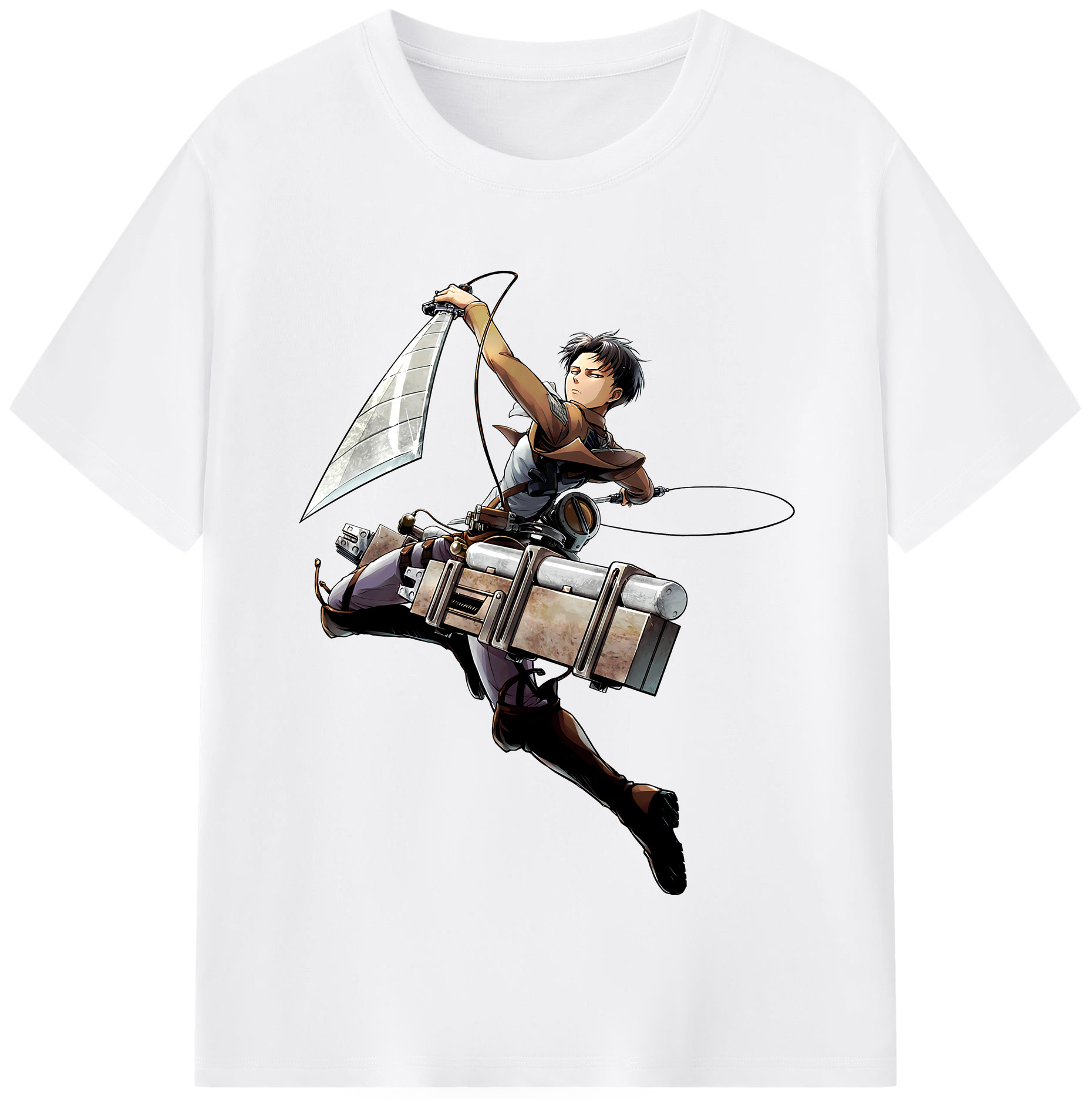 （画像用） 進撃の巨人 リヴァイ·アッカーマン Attack on Titan Levi Ackerman 綿100％半袖Tシャツ（フロントプリント）