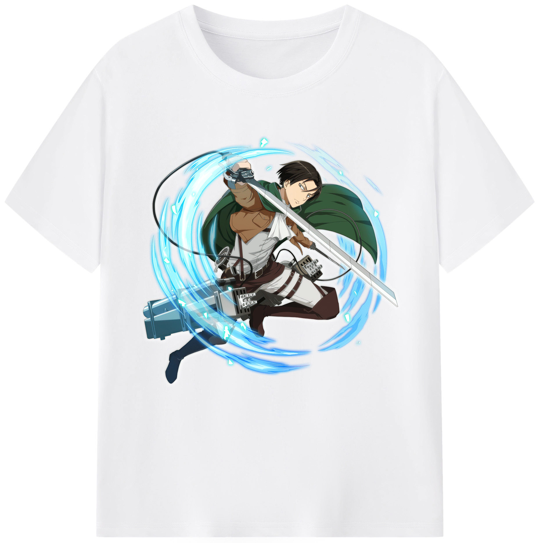 （画像用） 進撃の巨人 リヴァイ·アッカーマン Attack on Titan Levi Ackerman 綿100％半袖Tシャツ（フロントプリント）