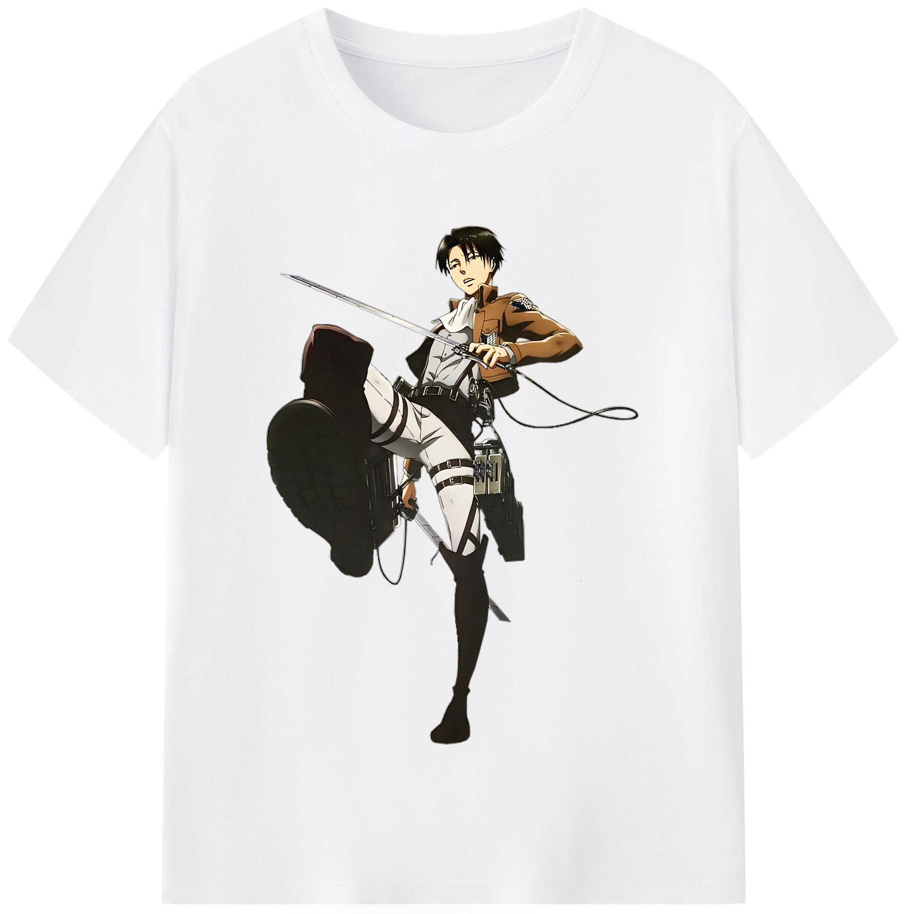 （画像用） 進撃の巨人 リヴァイ·アッカーマン Attack on Titan Levi Ackerman 綿100％半袖Tシャツ（フロントプリント）