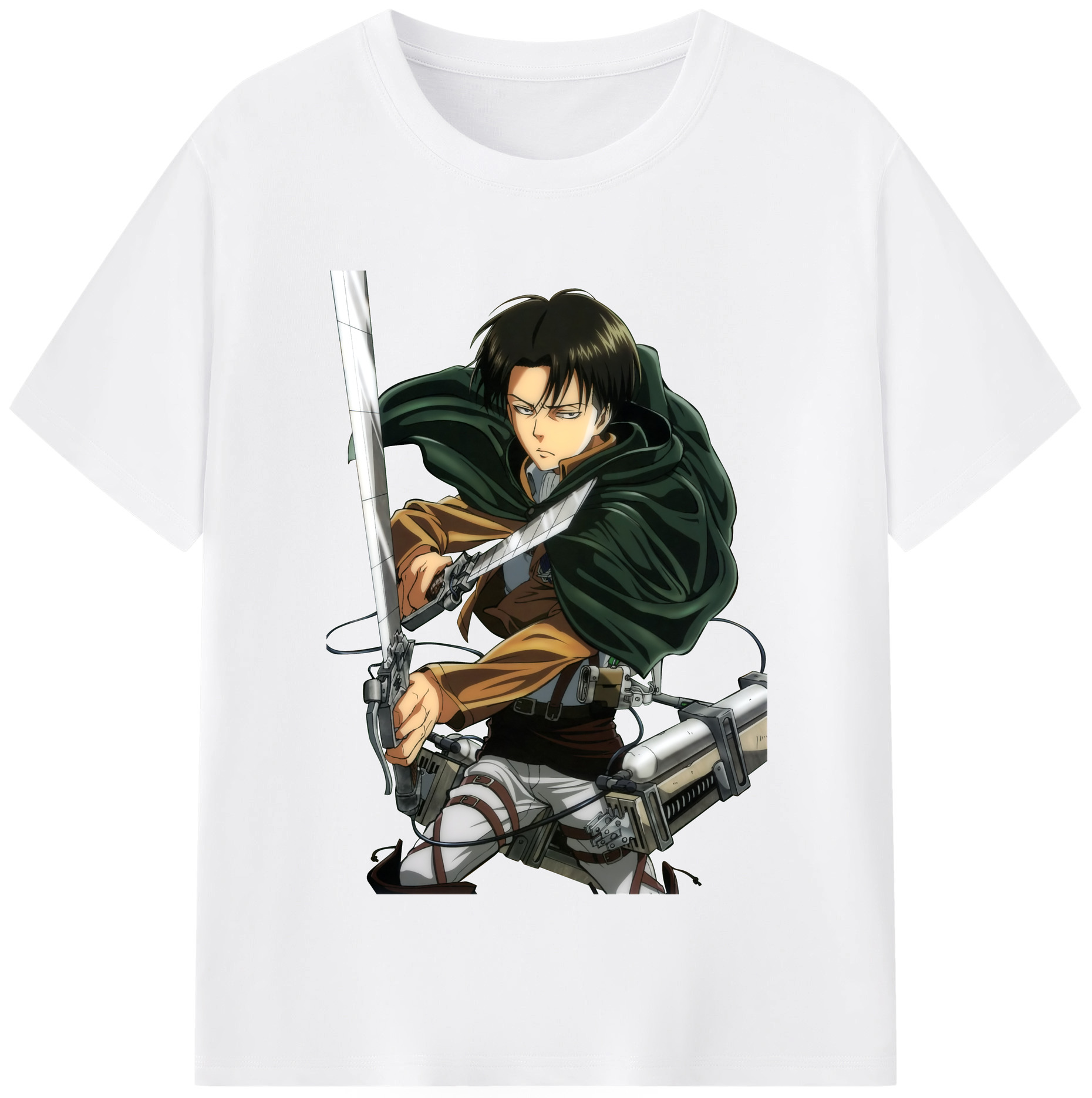 （画像用） 進撃の巨人 リヴァイ·アッカーマン Attack on Titan Levi Ackerman 綿100％半袖Tシャツ（フロントプリント）