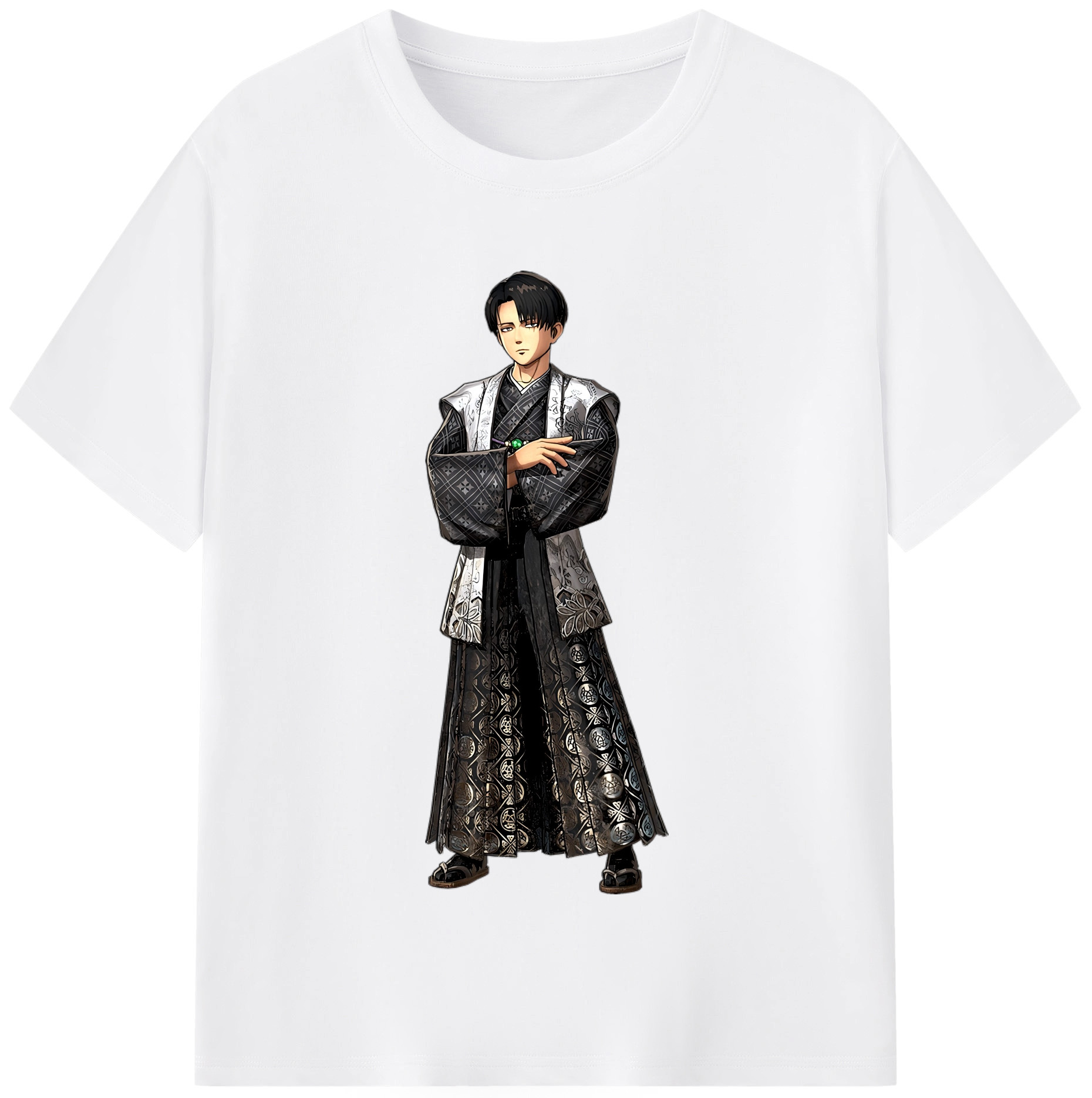 （画像用） 進撃の巨人 リヴァイ·アッカーマン Attack on Titan Levi Ackerman 綿100％半袖Tシャツ（フロントプリント）