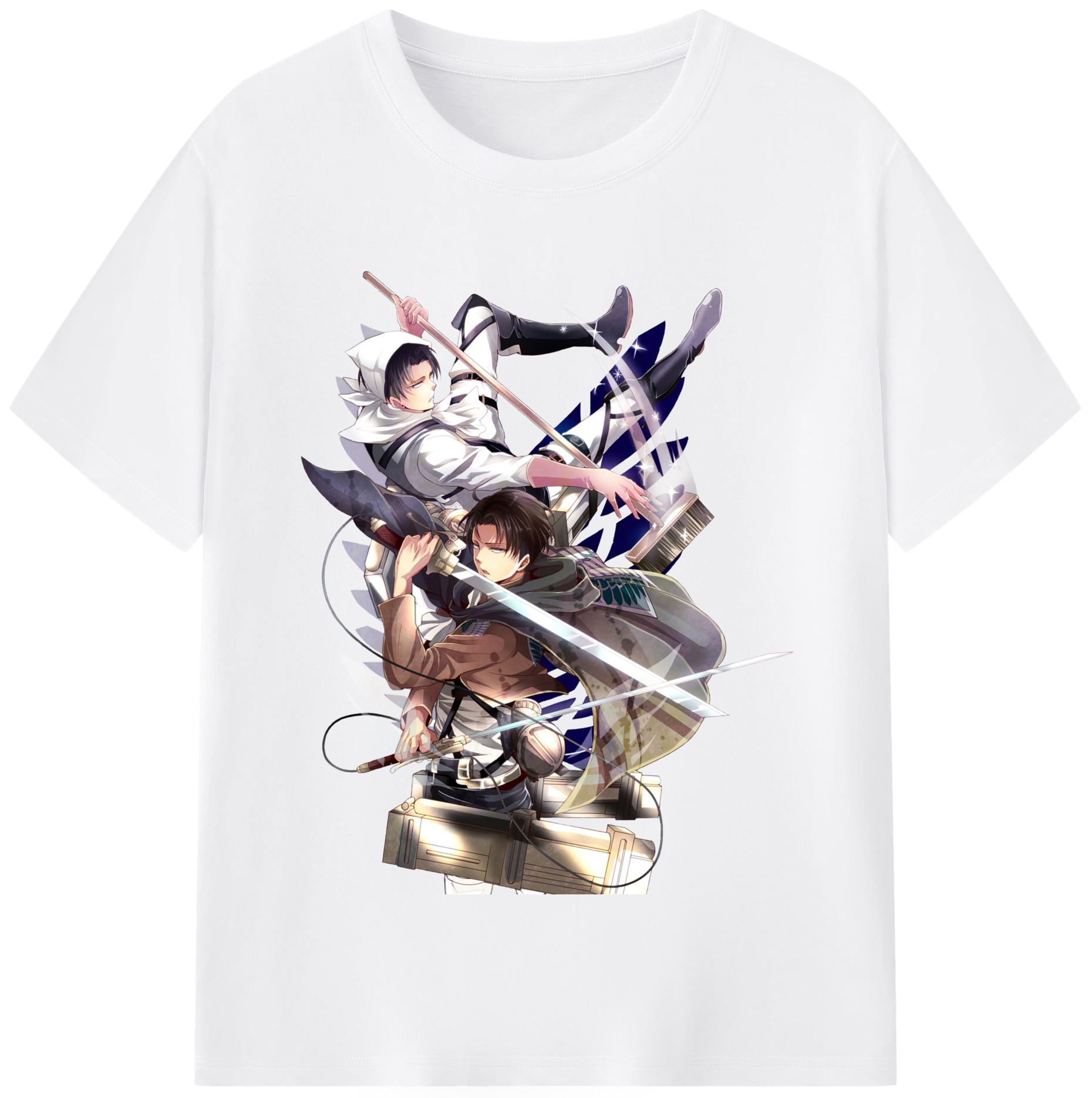 （画像用） 進撃の巨人 リヴァイ·アッカーマン Attack on Titan Levi Ackerman 綿100％半袖Tシャツ（フロントプリント）