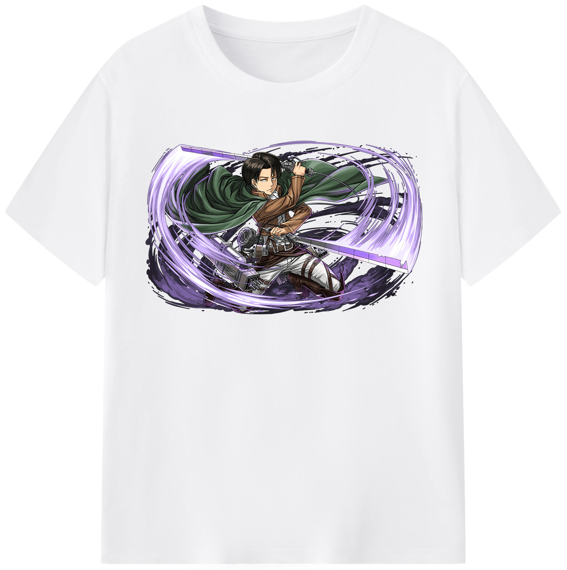 （画像用） 進撃の巨人 リヴァイ·アッカーマン Attack on Titan Levi Ackerman 綿100％半袖Tシャツ（フロントプリント）