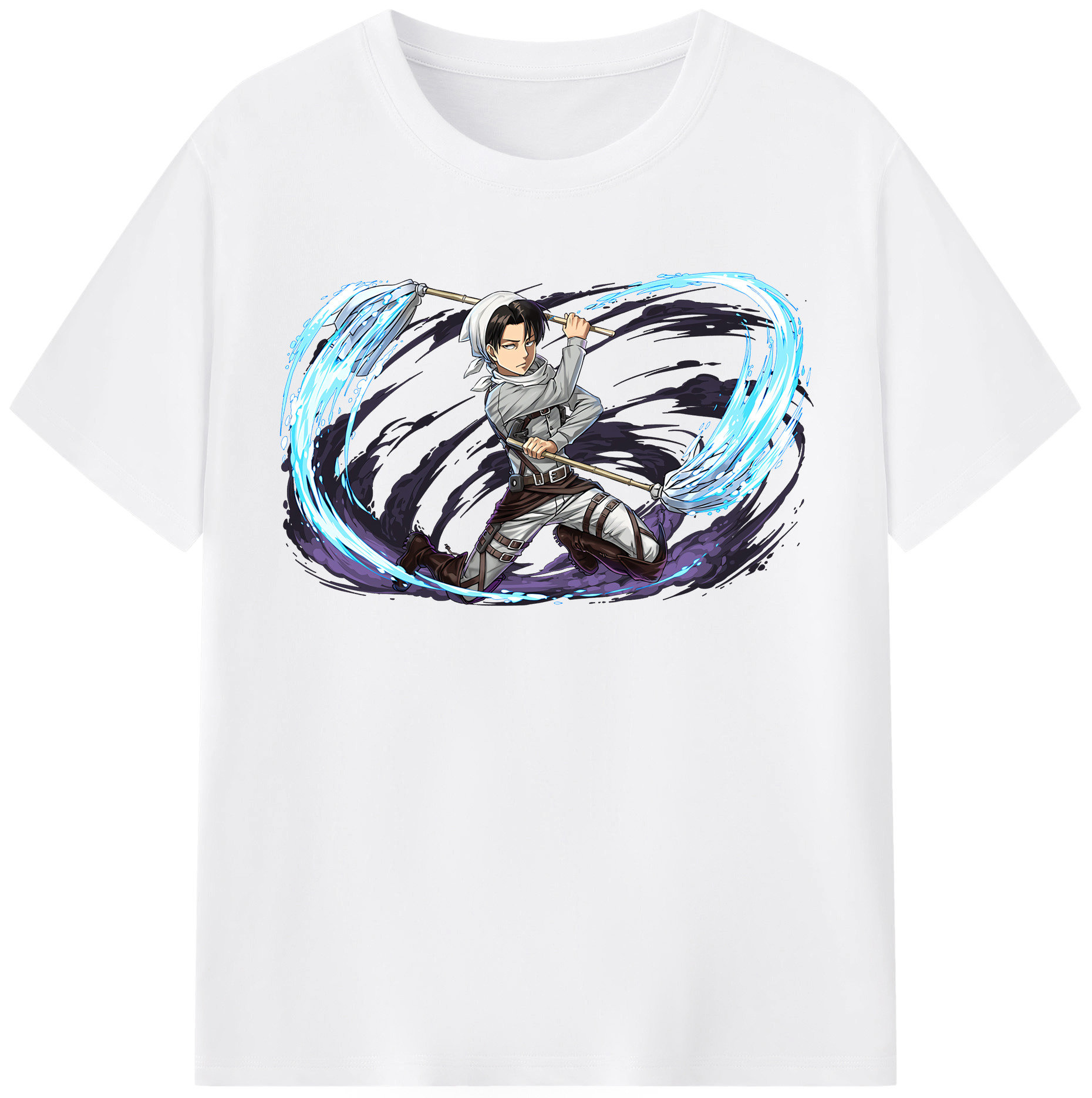 （画像用） 進撃の巨人 リヴァイ·アッカーマン Attack on Titan Levi Ackerman 綿100％半袖Tシャツ（フロントプリント）