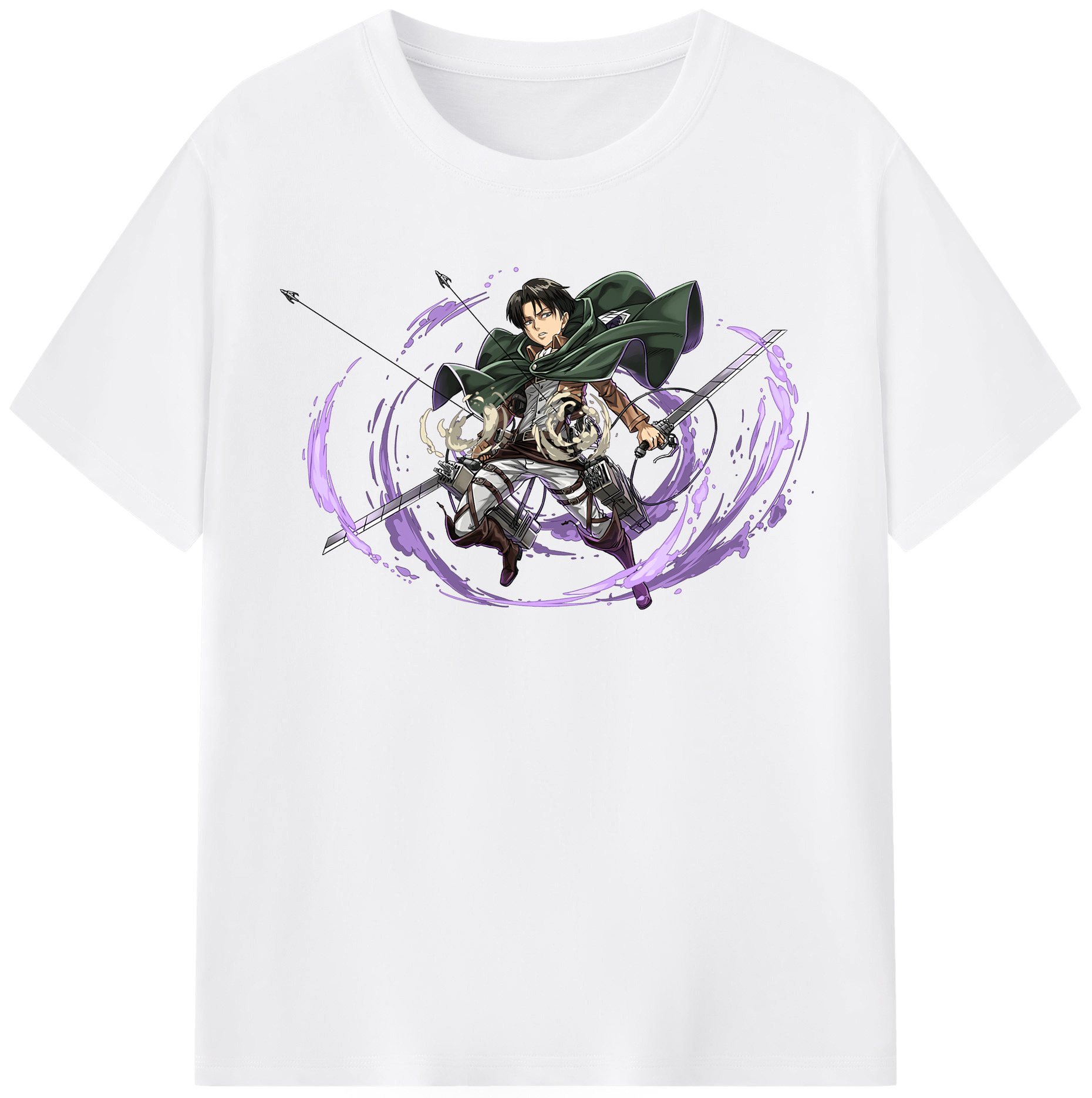 （画像用） 進撃の巨人 リヴァイ·アッカーマン Attack on Titan Levi Ackerman 綿100％半袖Tシャツ（フロントプリント）