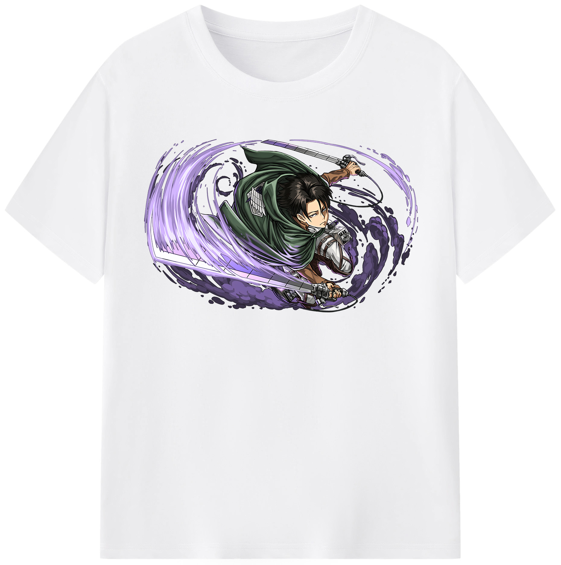 （画像用） 進撃の巨人 リヴァイ·アッカーマン Attack on Titan Levi Ackerman 綿100％半袖Tシャツ（フロントプリント）