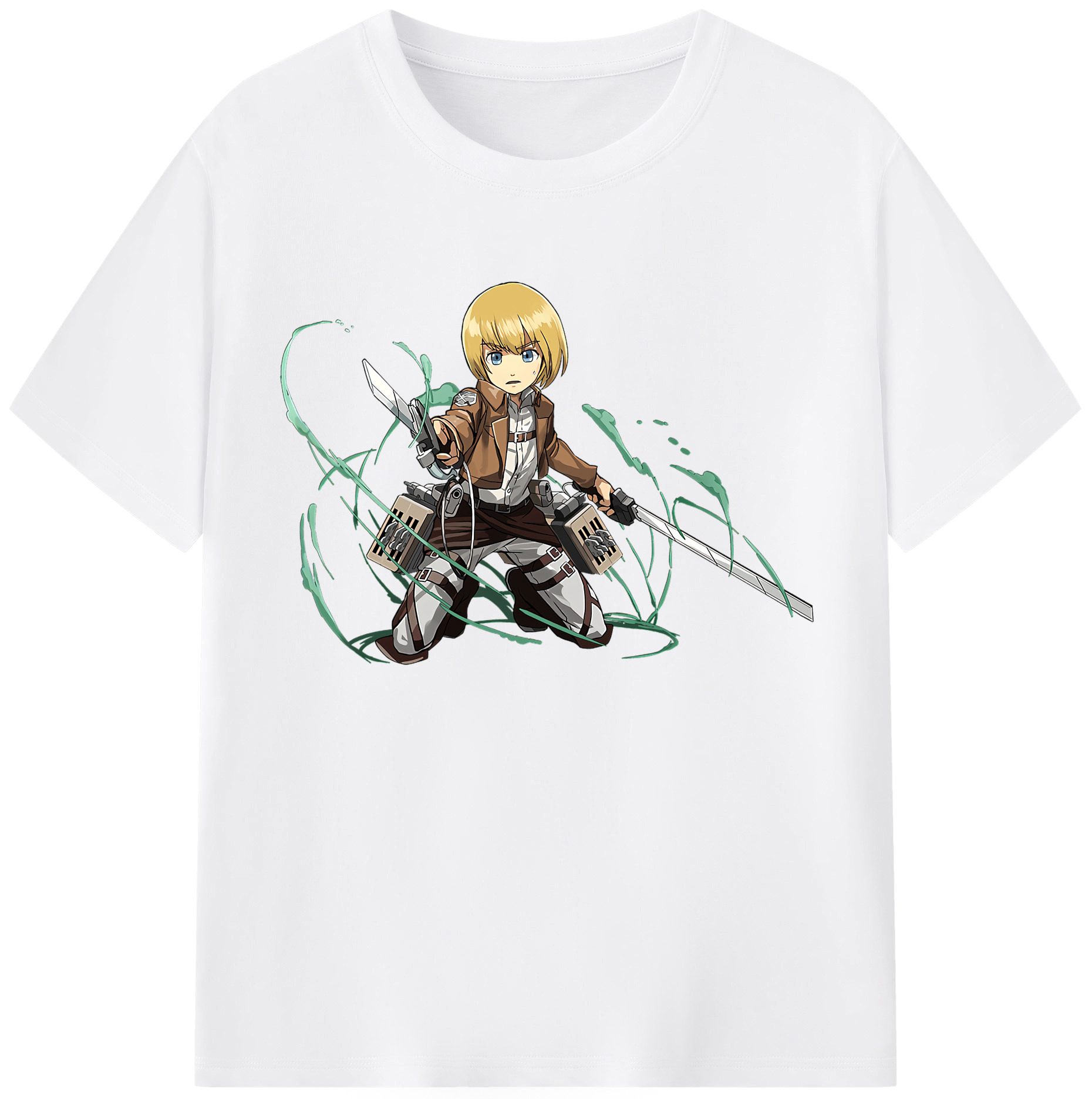 （画像用） 進撃の巨人 アルミン·アルレルト Attack on Titan Armin Arlert 綿100％半袖Tシャツ（フロントプリント）
