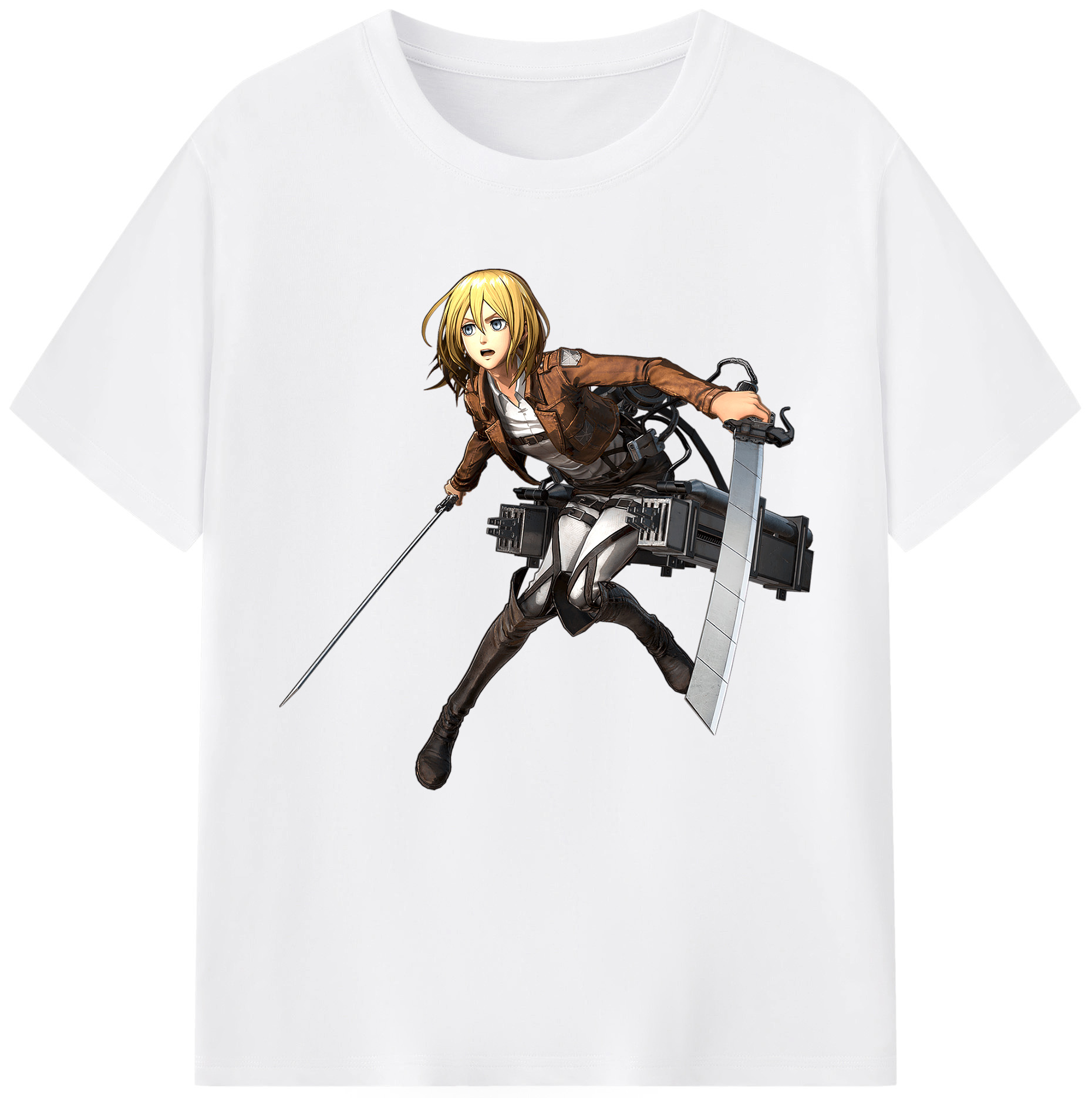 （画像用） 進撃の巨人 クリスタ·レンズ Attack on Titan Christa Lenz 綿100％半袖Tシャツ（フロントプリント）