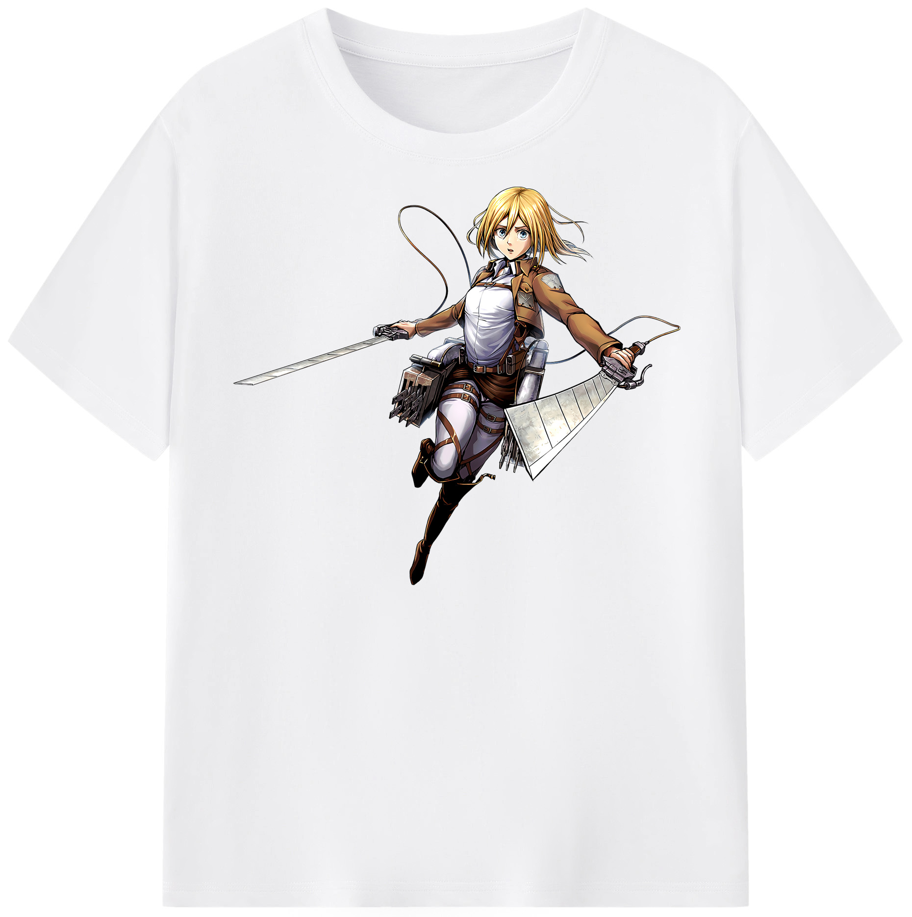 （画像用） 進撃の巨人 クリスタ·レンズ Attack on Titan Christa Lenz 綿100％半袖Tシャツ（フロントプリント）