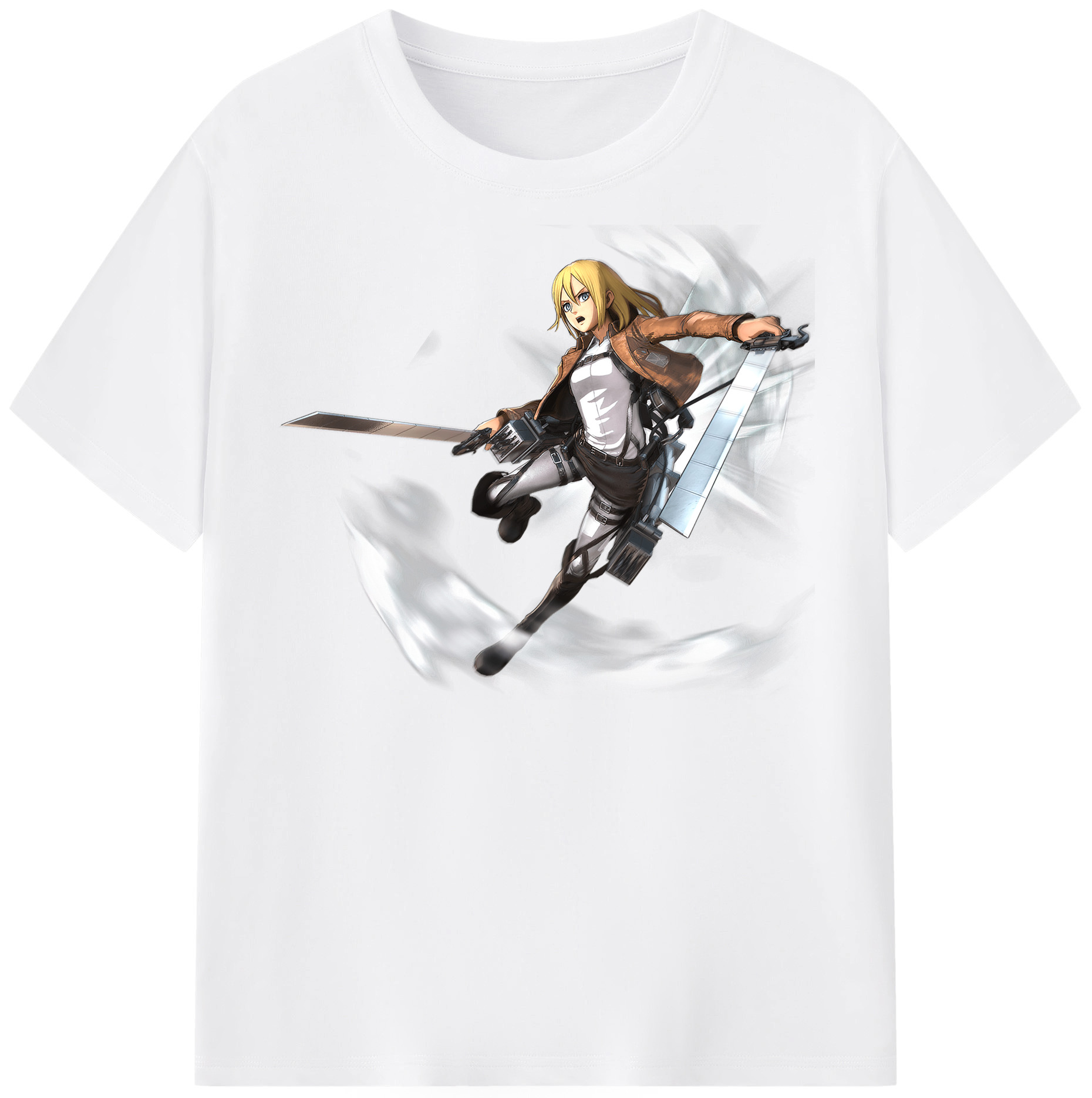 （画像用） 進撃の巨人 クリスタ·レンズ Attack on Titan Christa Lenz 綿100％半袖Tシャツ（フロントプリント）