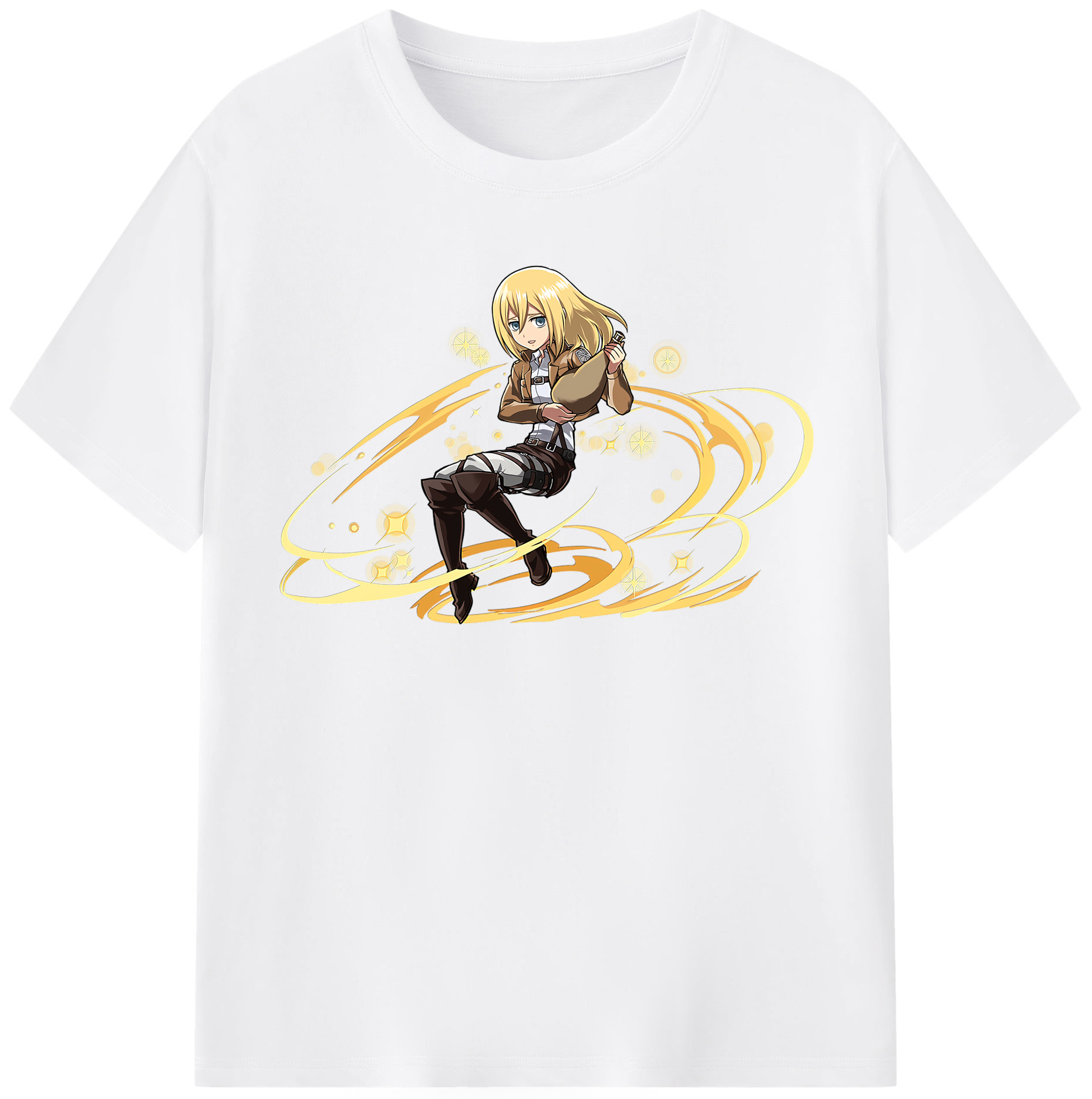 （画像用） 進撃の巨人 クリスタ·レンズ Attack on Titan Christa Lenz 綿100％半袖Tシャツ（フロントプリント）