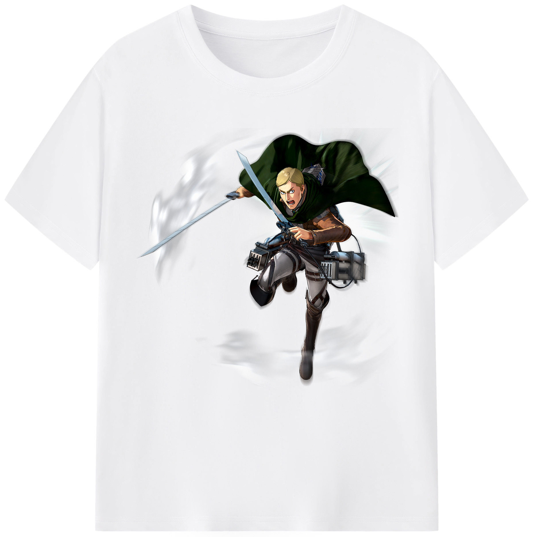 （画像用） 進撃の巨人 エルヴィン・スミス Attack on Titan Erwin Smith 綿100％半袖Tシャツ（フロントプリント）