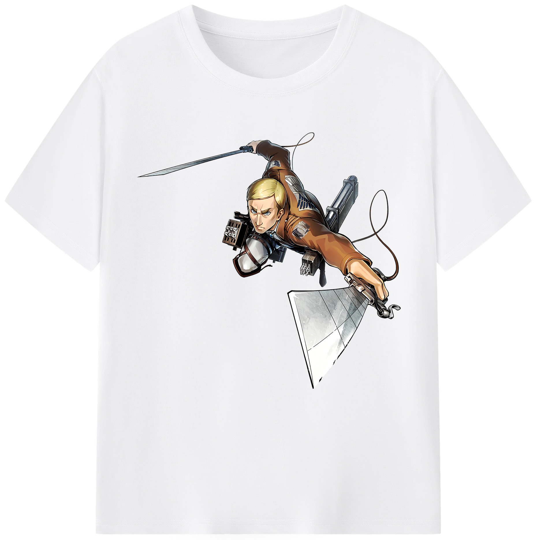 （画像用） 進撃の巨人 エルヴィン・スミス Attack on Titan Erwin Smith 綿100％半袖Tシャツ（フロントプリント）