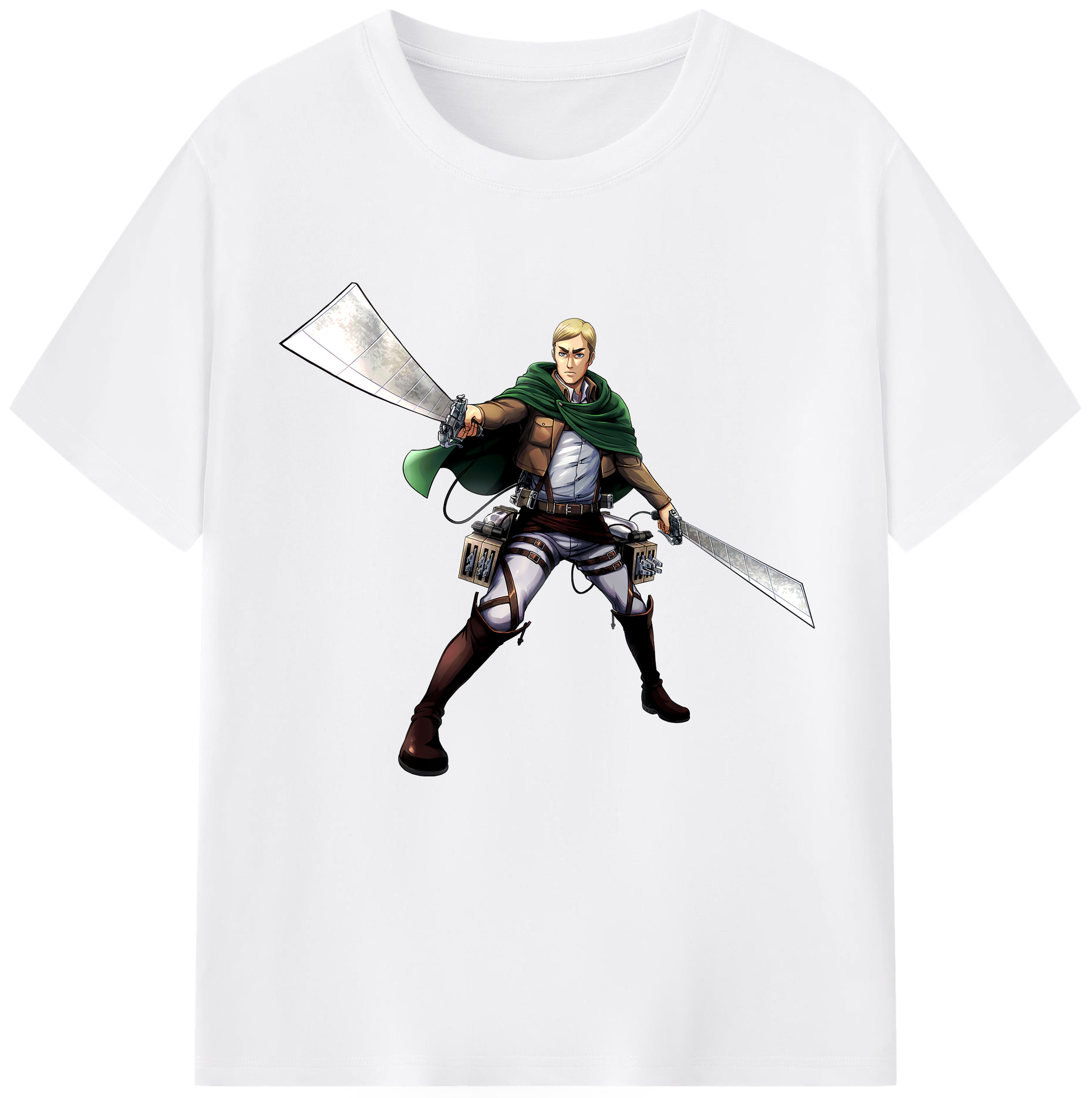 （画像用） 進撃の巨人 エルヴィン・スミス Attack on Titan Erwin Smith 綿100％半袖Tシャツ（フロントプリント）
