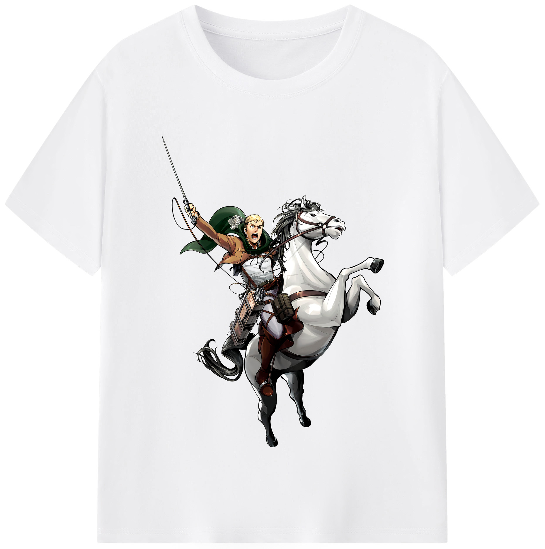 （画像用） 進撃の巨人 エルヴィン・スミス Attack on Titan Erwin Smith 綿100％半袖Tシャツ（フロントプリント）