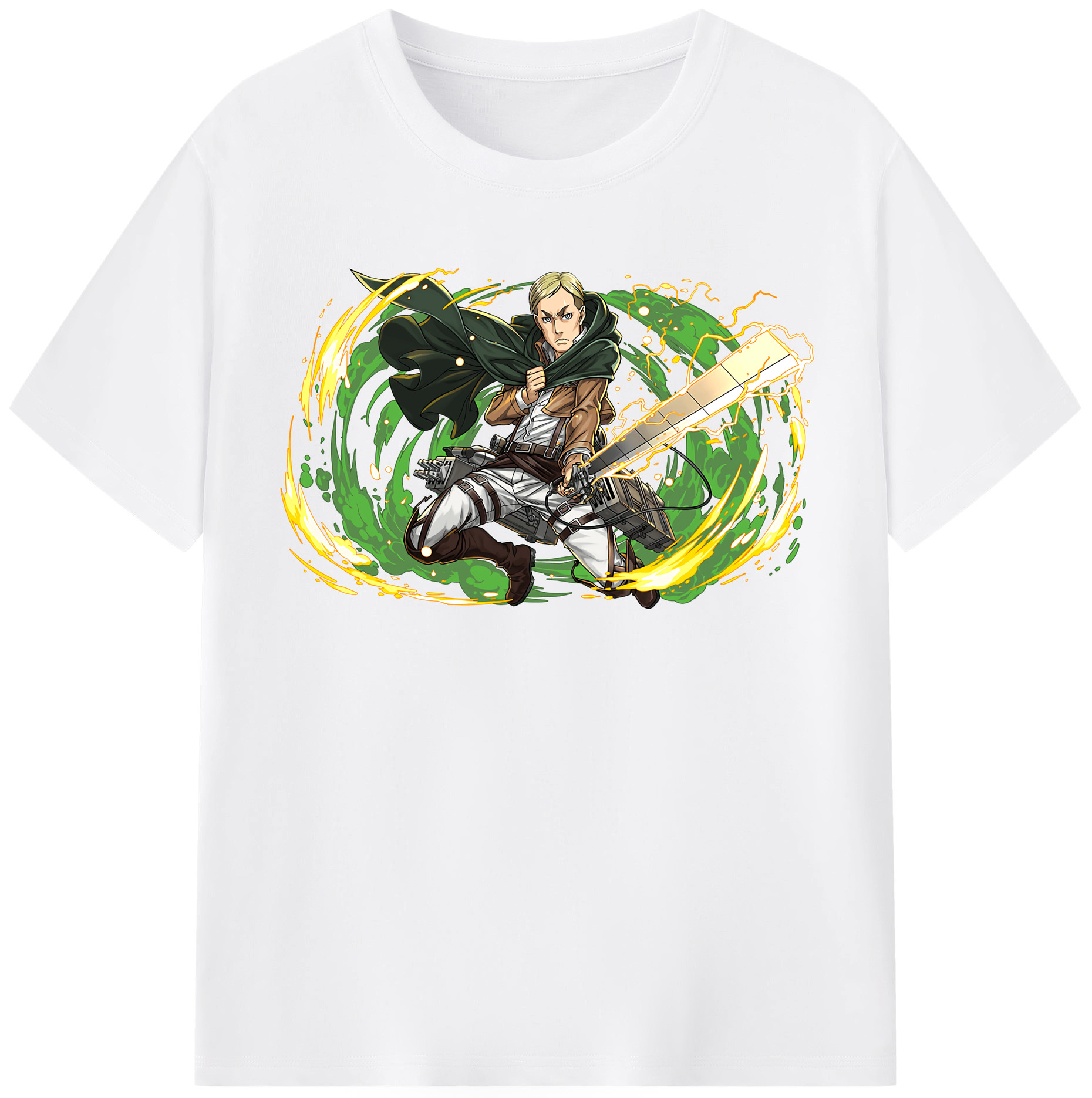 （画像用） 進撃の巨人 エルヴィン・スミス Attack on Titan Erwin Smith 綿100％半袖Tシャツ（フロントプリント）