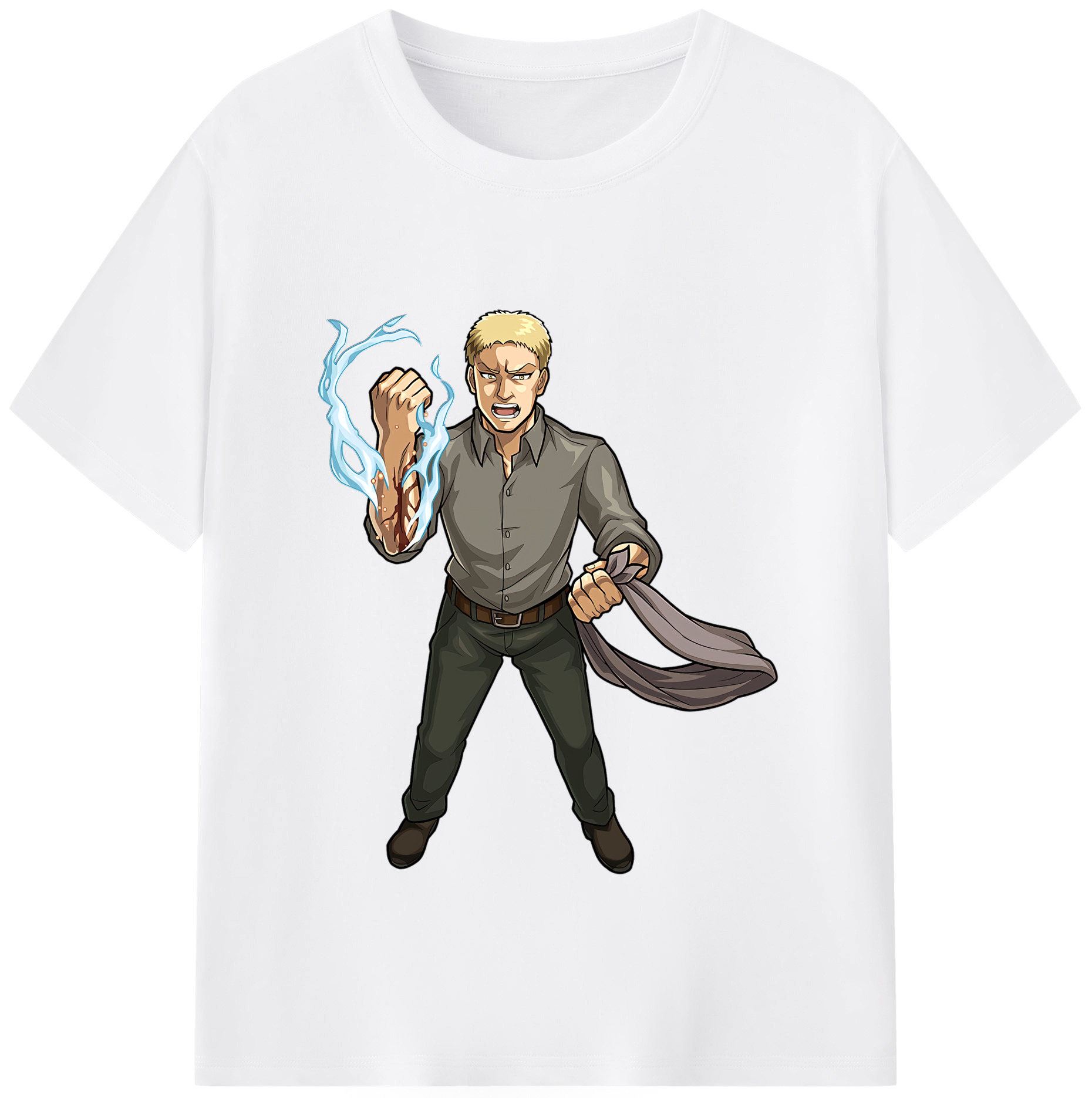 （画像用） 進撃の巨人 ライナー・ブラウン Attack on Titan Reiner Braun 綿100％半袖Tシャツ（フロントプリント）