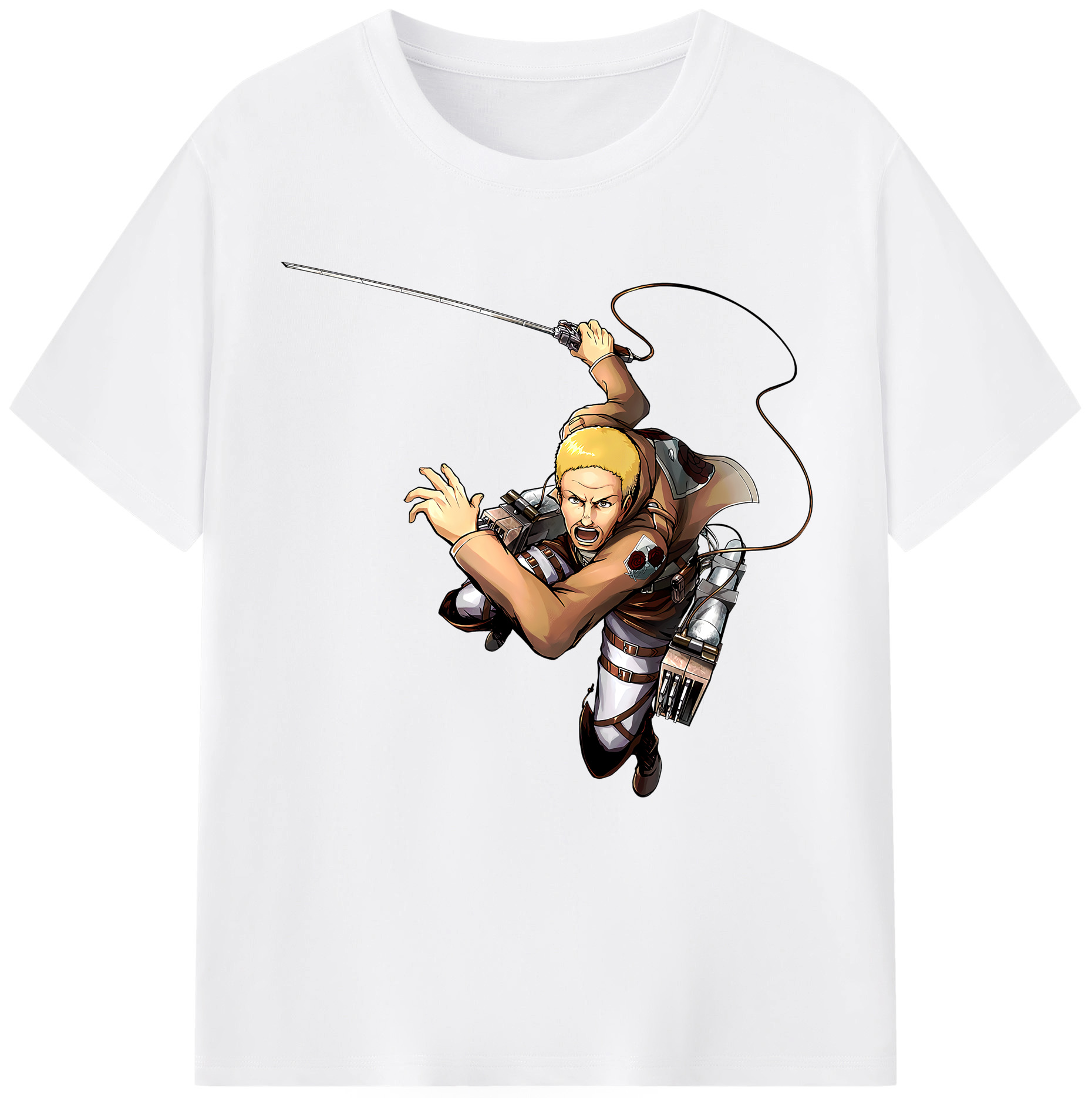（画像用） 進撃の巨人 ハンネス Attack on Titan Hannes 綿100％半袖Tシャツ（フロントプリント）
