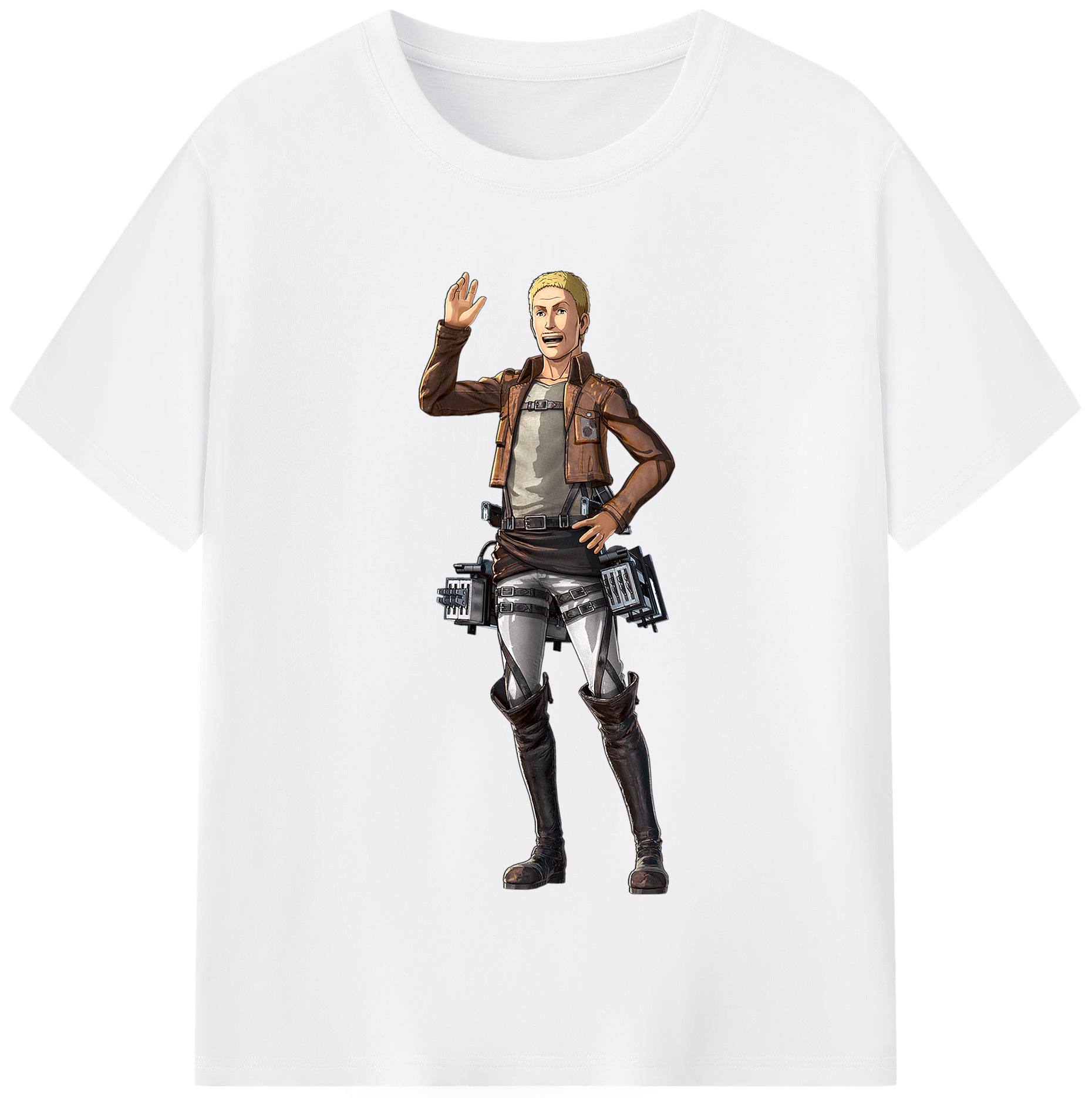 （画像用） 進撃の巨人 ハンネス Attack on Titan Hannes 綿100％半袖Tシャツ（フロントプリント）
