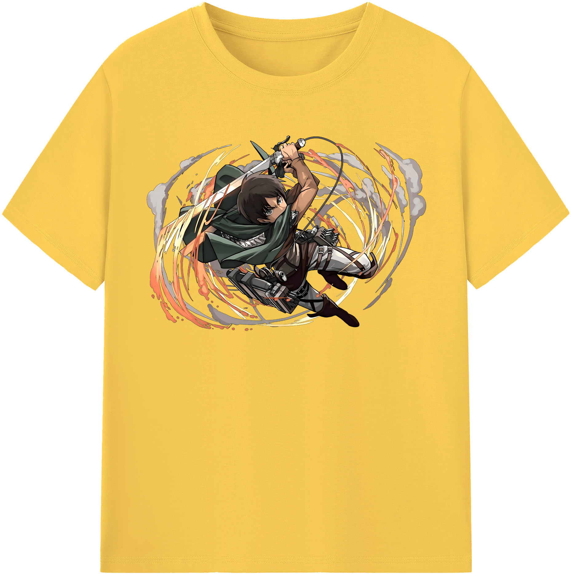 （画像用） 進撃の巨人 エレン･イェーガー Attack on Titan Eren Jäger 綿100％半袖Tシャツ（フロントプリント）